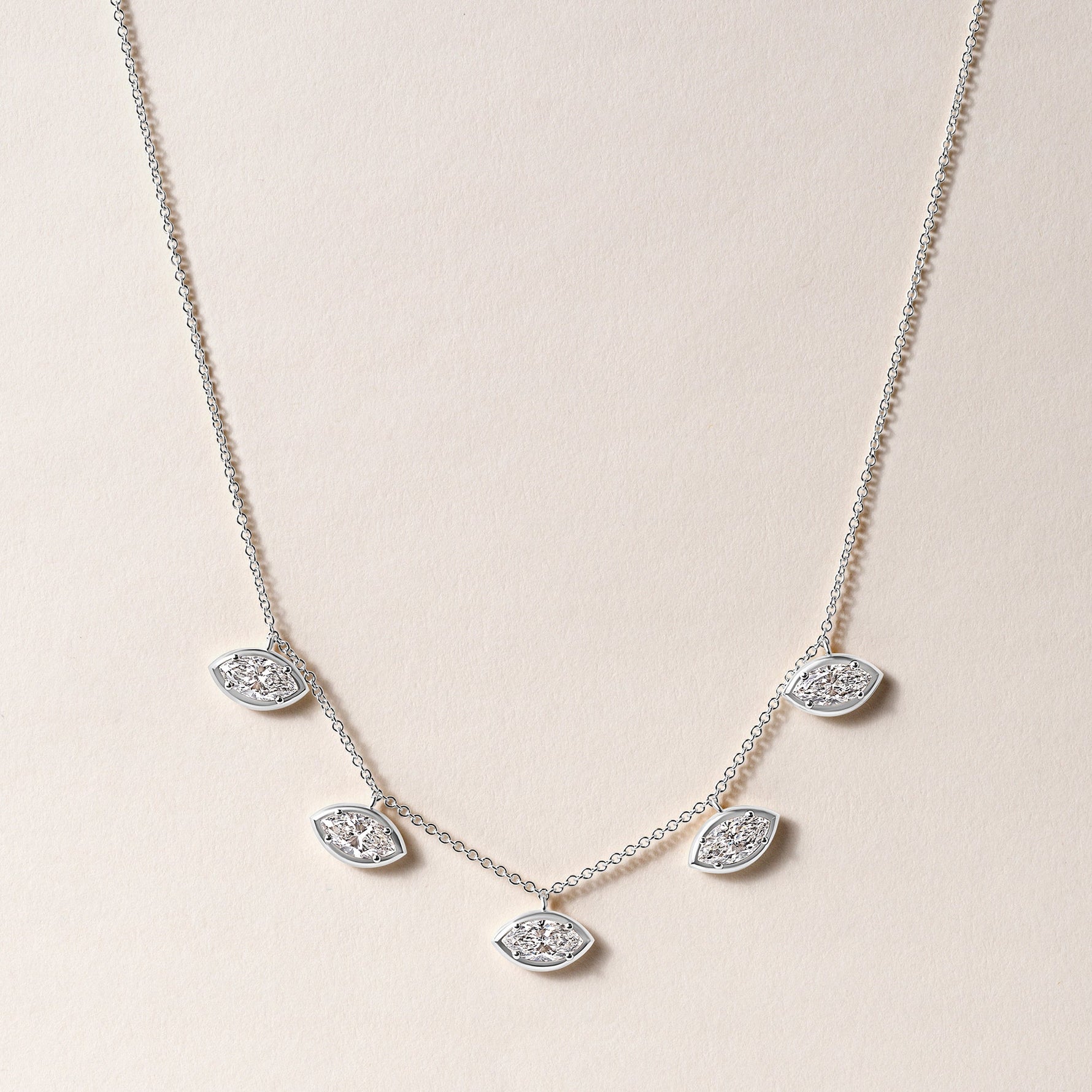 Horizontal Marquise Stella Bezel Necklace Necklace ABN-186-MQ-H-LGD-2  - Abtin & Co.