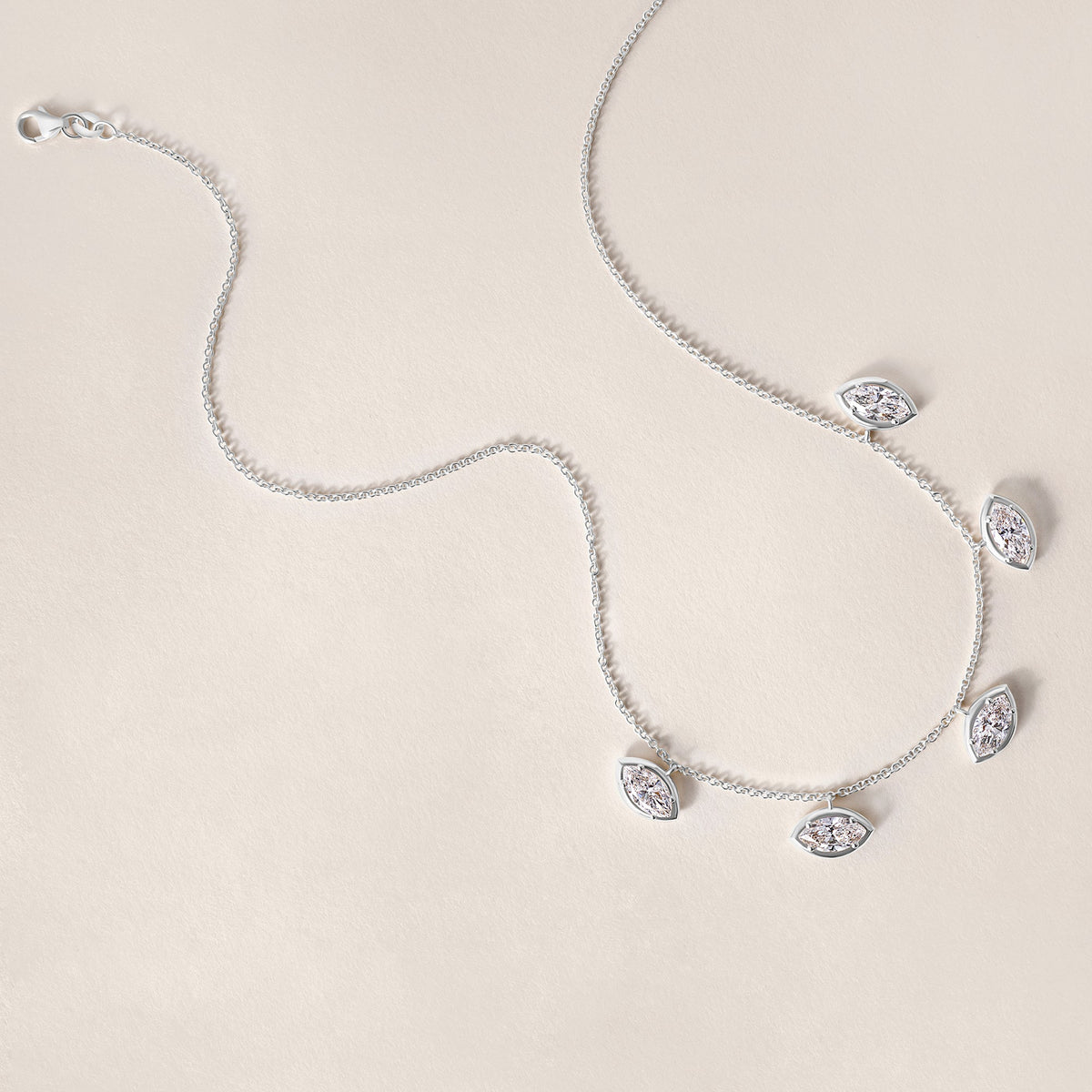 Horizontal Marquise Stella Bezel Necklace Necklace ABN-186-MQ-H-LGD-2  - Abtin & Co.
