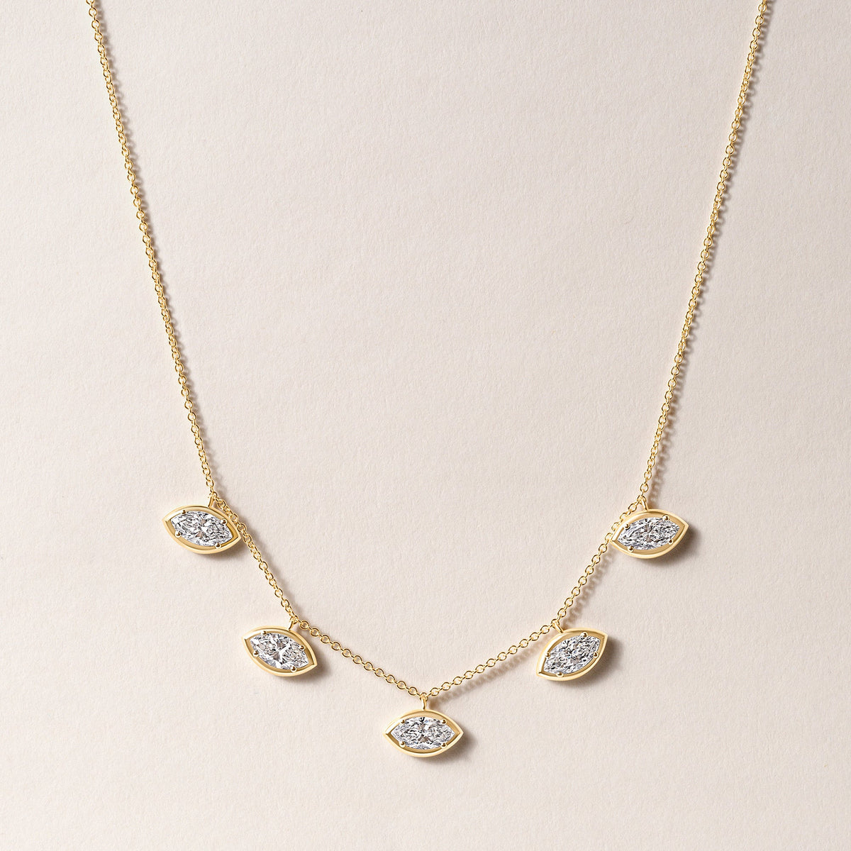 Horizontal Marquise Stella Bezel Necklace Necklace ABN-186-MQ-H-LGD-1  - Abtin & Co.