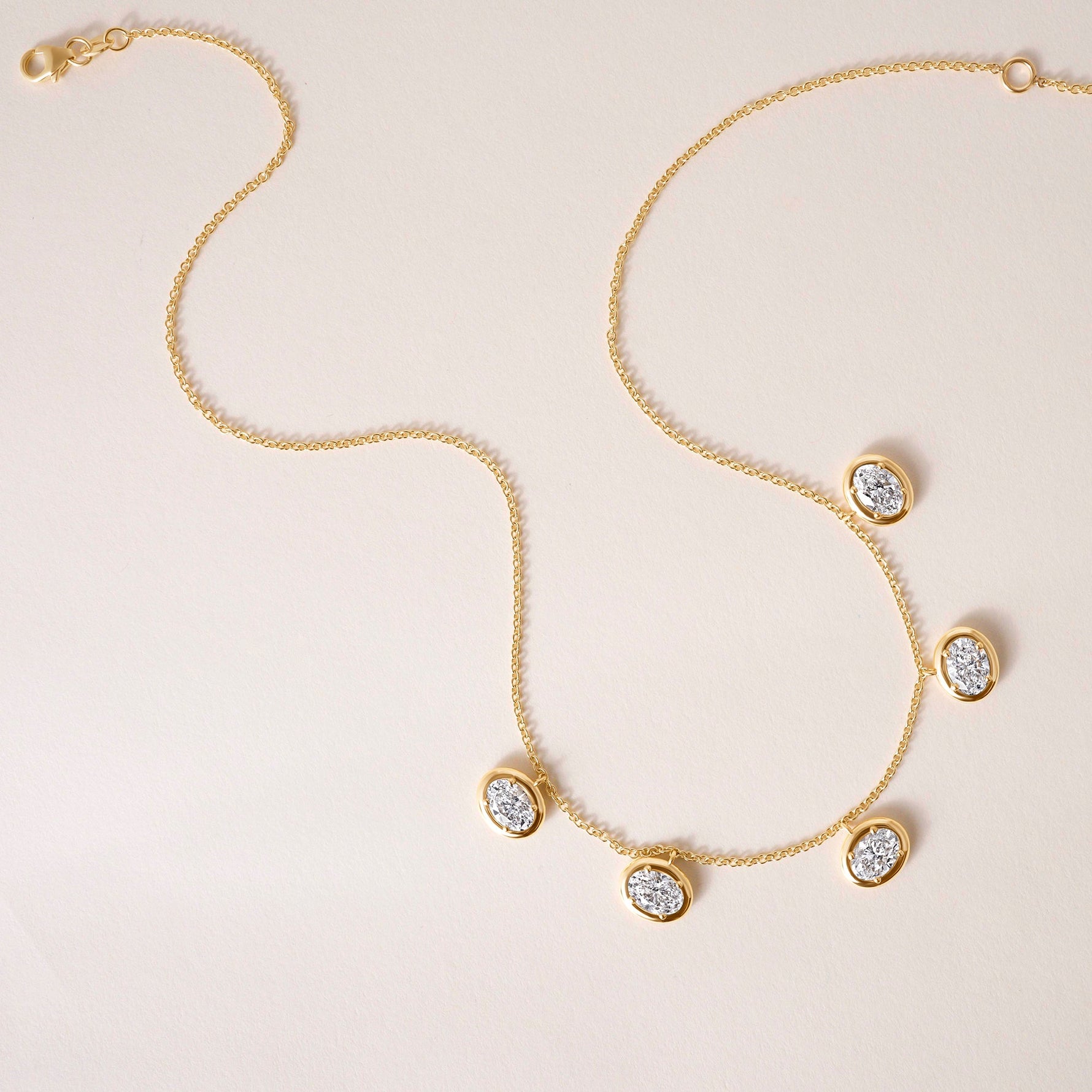 Horizontal Oval Stella Bezel Necklace Necklace ABN-186-OV-H-LGD-1  - Abtin & Co.