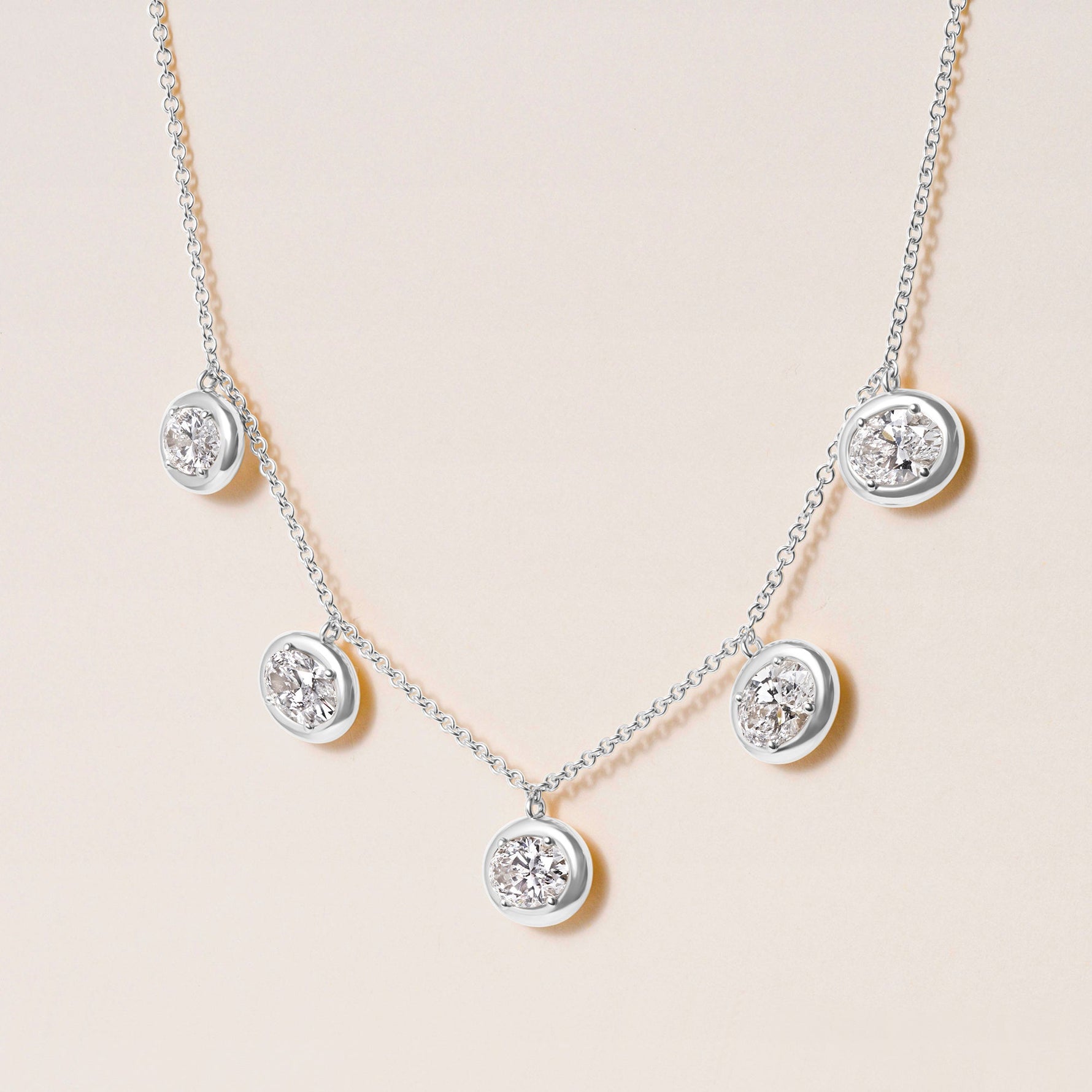 Horizontal Oval Stella Bezel Necklace Necklace ABN-186-OV-H-LGD-2  - Abtin & Co.