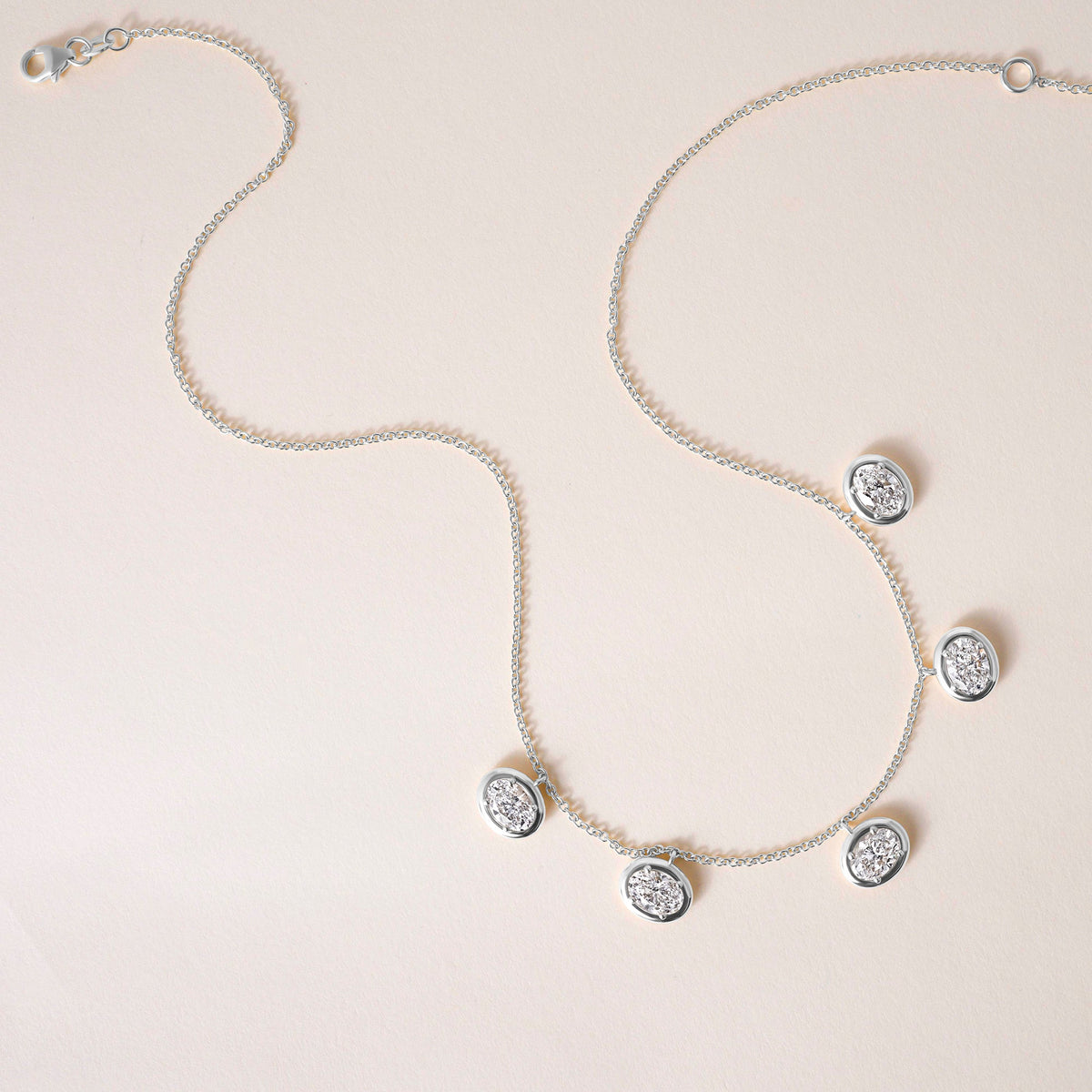 Horizontal Oval Stella Bezel Necklace Necklace ABN-186-OV-H-LGD-2  - Abtin & Co.