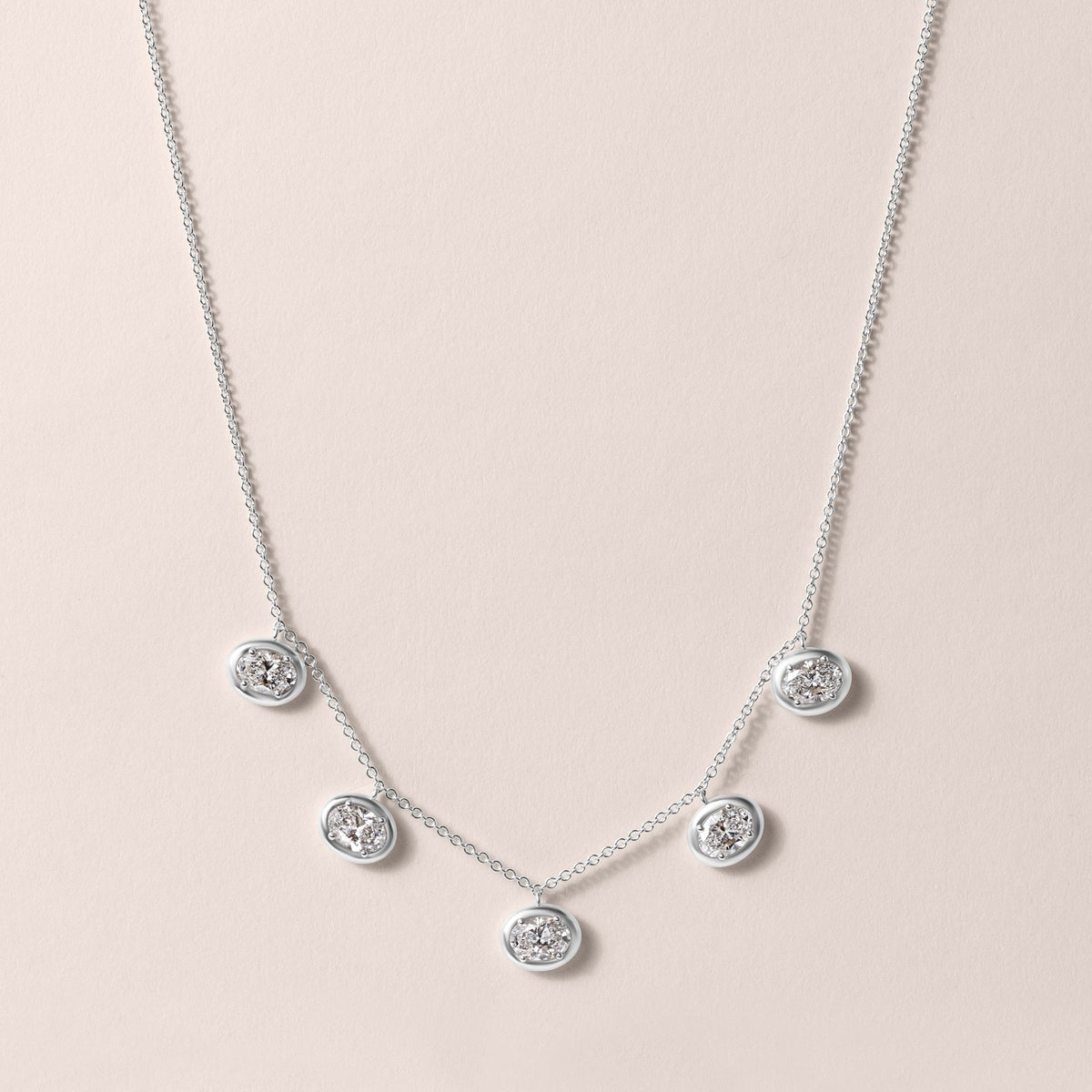 Horizontal Oval Stella Bezel Necklace Necklace ABN-186-OV-H-LGD-2  - Abtin & Co.