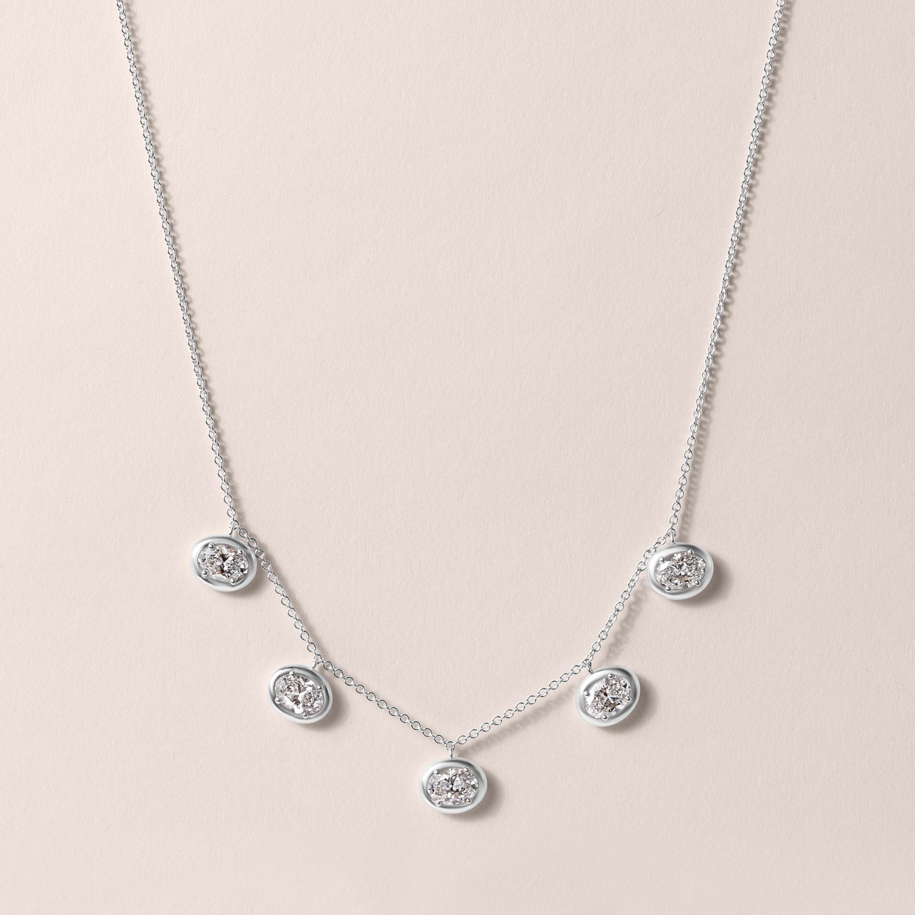 Horizontal Oval Stella Bezel Necklace Necklace ABN-186-OV-H-LGD-2  - Abtin & Co.