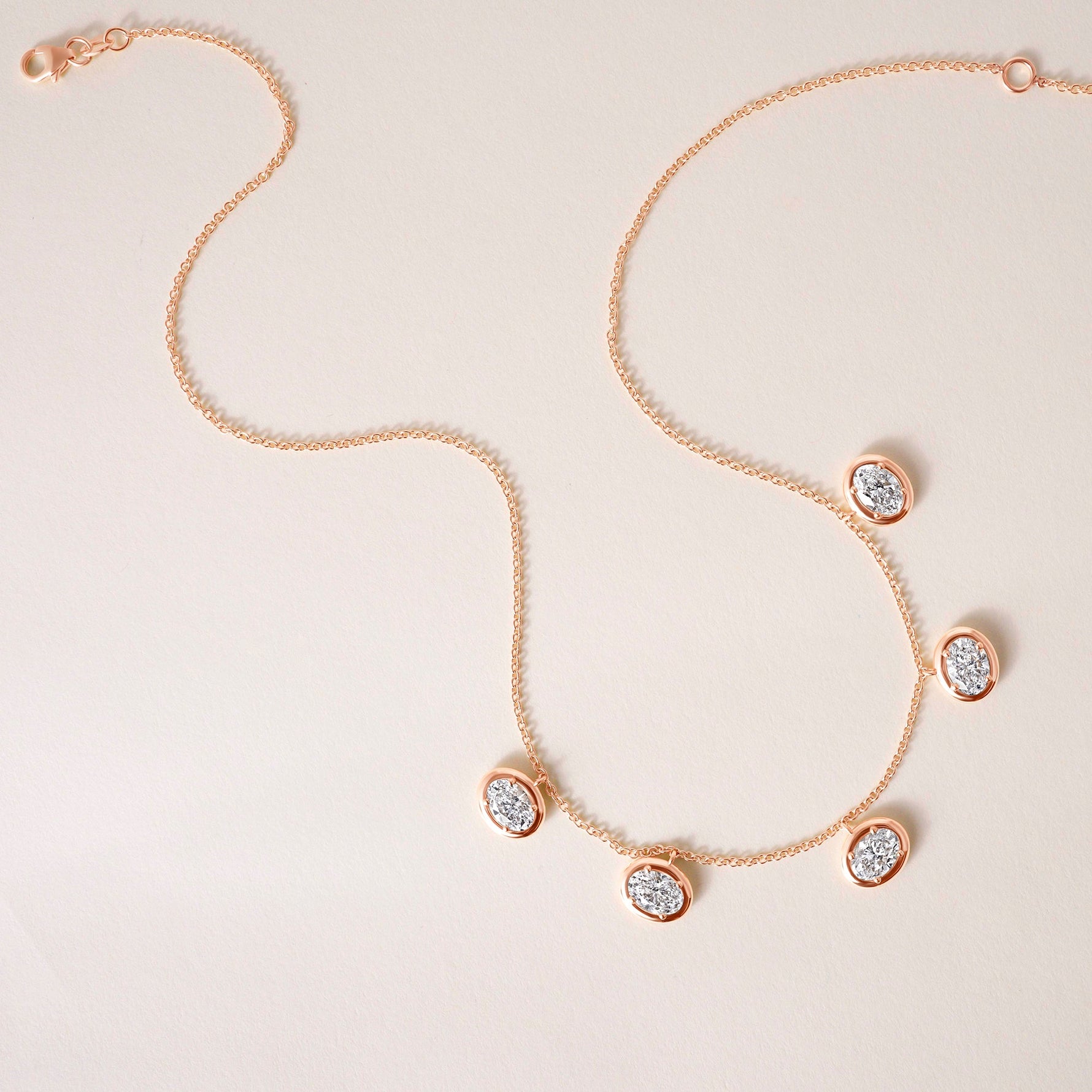 Horizontal Oval Stella Bezel Necklace Necklace ABN-186-OV-H-LGD-3  - Abtin & Co.