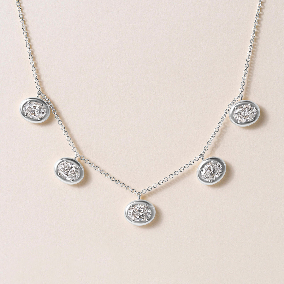 Horizontal Oval Stella Bezel Necklace Necklace ABN-186-OV-H-LGD-2  - Abtin & Co.
