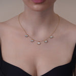 Horizontal Oval Stella Bezel Necklace Necklace ABN-186-OV-H-LGD-1  - Abtin & Co.