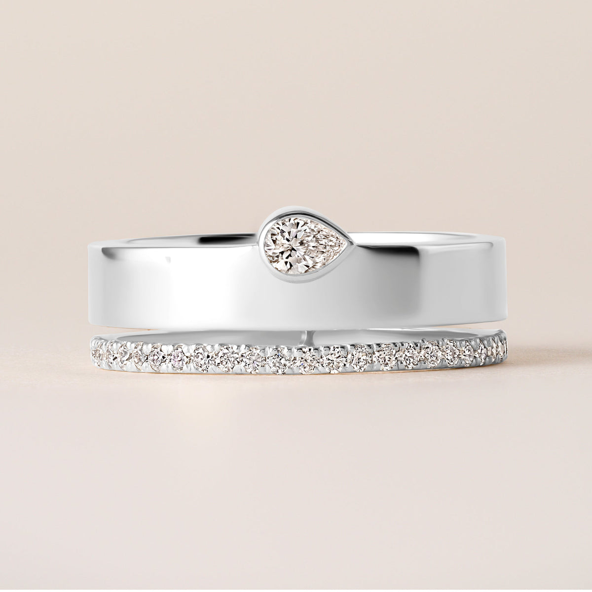 Horizontal Pear Élevé Band Ring ABB-713.1-V2-PR1-D-3  - Abtin & Co.