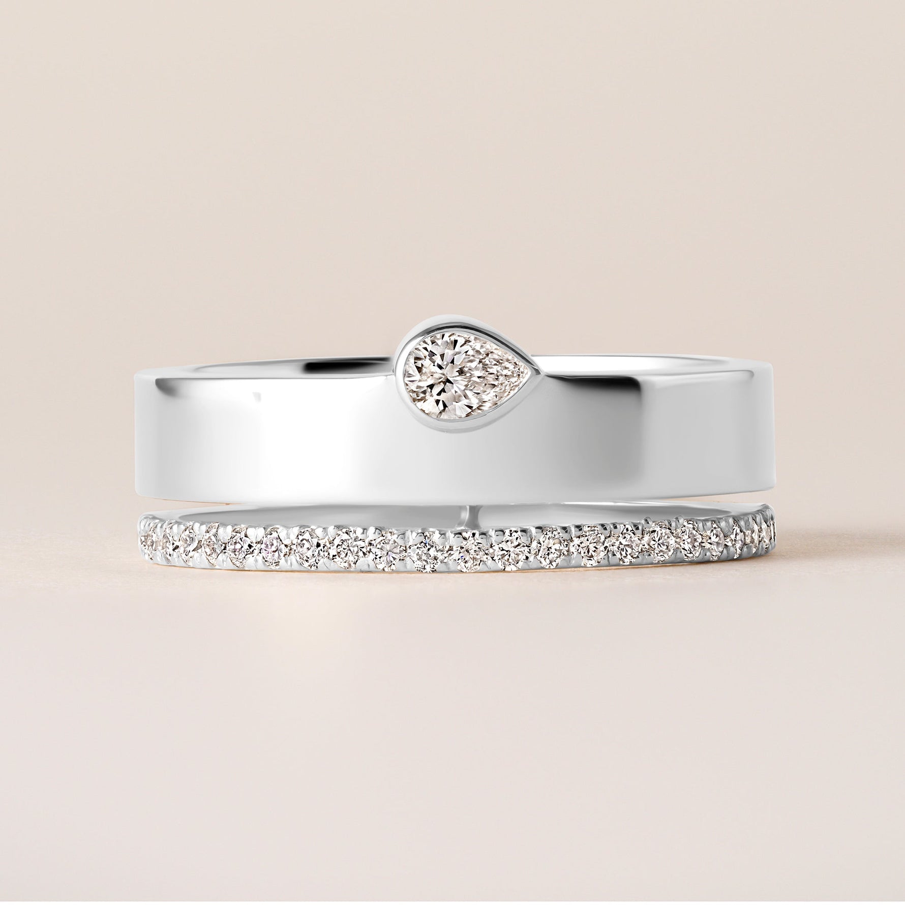 Horizontal Pear Élevé Band Ring ABB-713.1-V2-PR1-D-3  - Abtin & Co.
