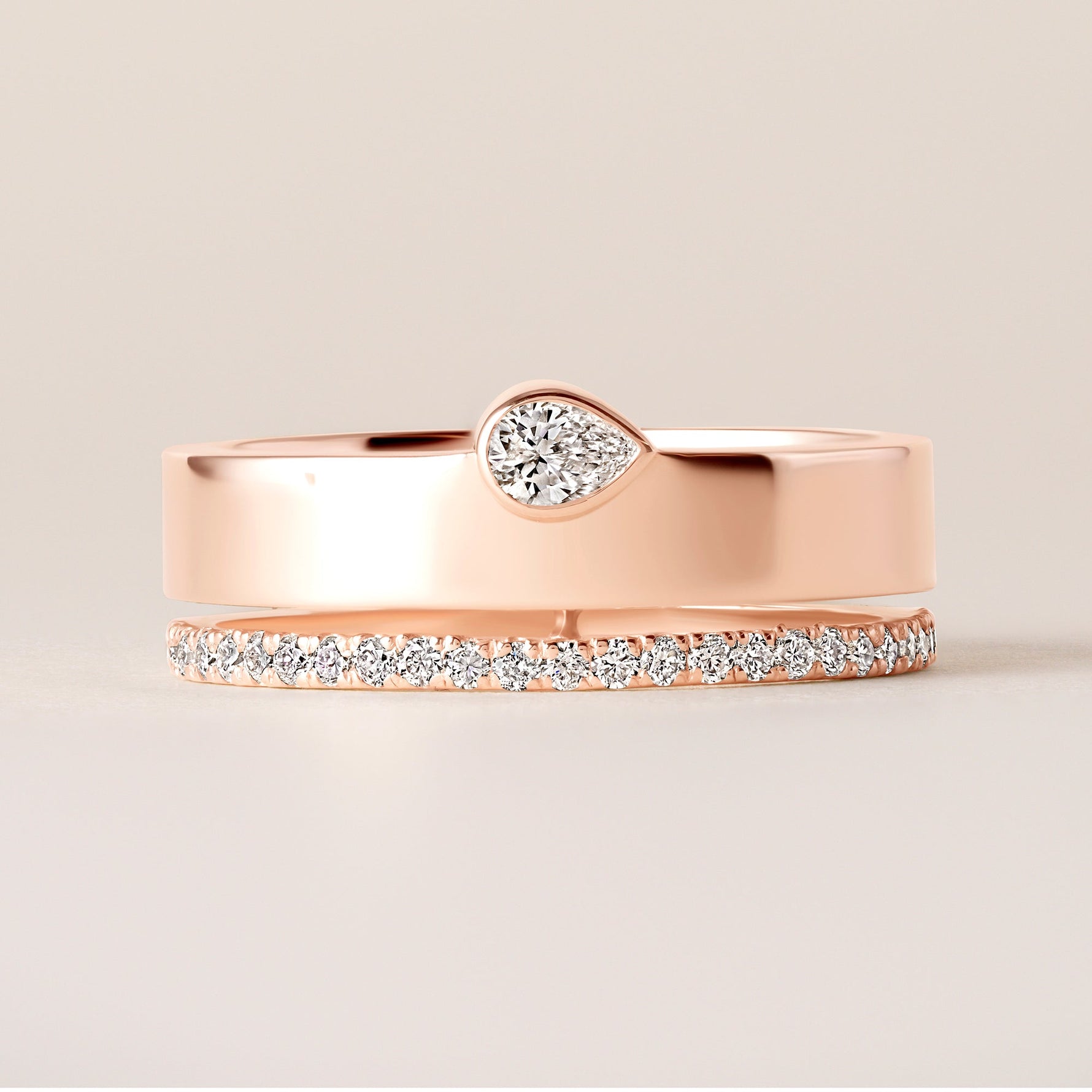 Horizontal Pear Élevé Band Ring ABB-713.1-V2-PR1-D-5  - Abtin & Co.