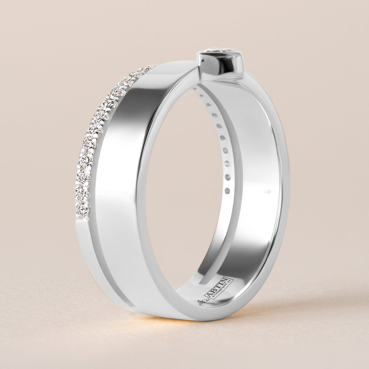 Horizontal Pear Élevé Band Ring ABB-713.1-V2-PR1-D-3  - Abtin & Co.