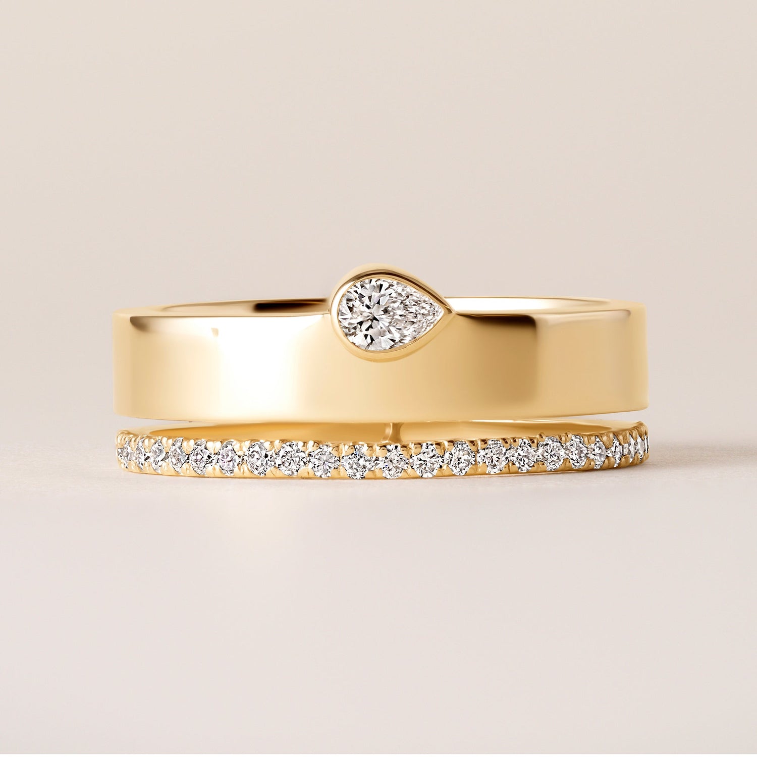 Horizontal Pear Élevé Band Ring ABB-713.1-V2-PR1-D-1  - Abtin & Co.