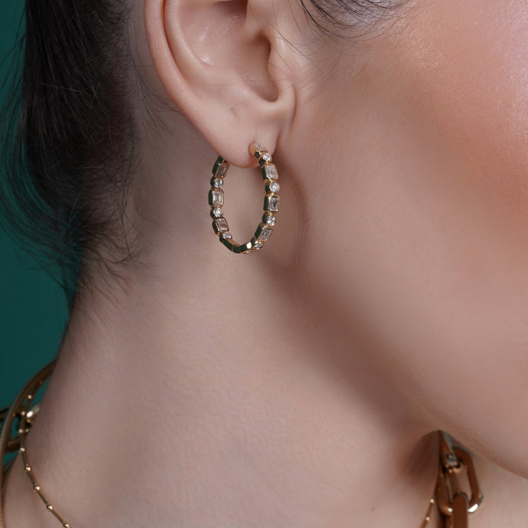Intermix In & Out Emerald-Cut Hoops Earring ABH-47-LGD-1  - Abtin & Co.
