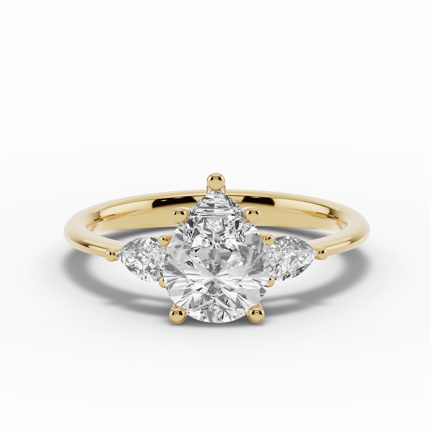 Vionne Pear Three-Stone Engagement Ring