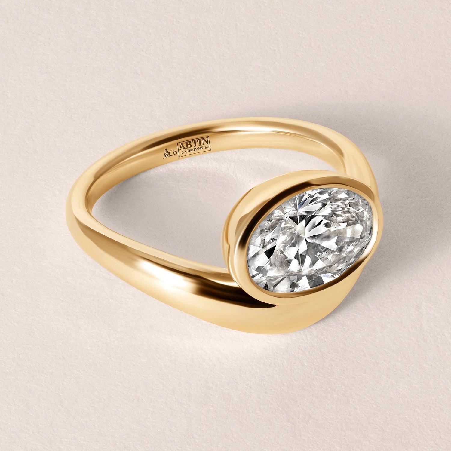 Liora Oval Bezel Engagement Ring Ring ABER-127.3-OV-LGD-1  - Abtin & Co.