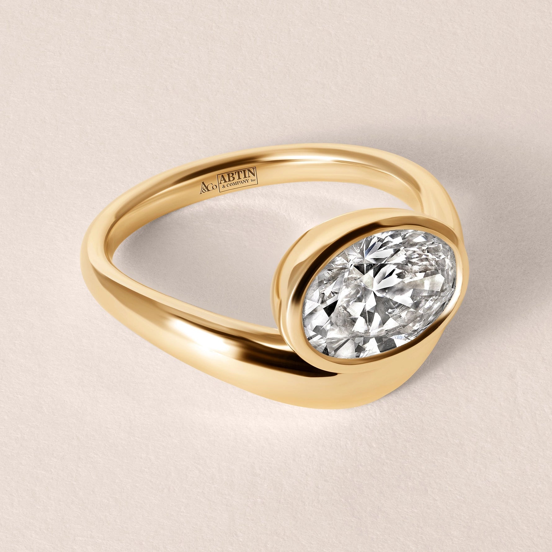 Liora Oval Bezel Engagement Ring Ring ABER-127.3-OV-LGD-1  - Abtin & Co.
