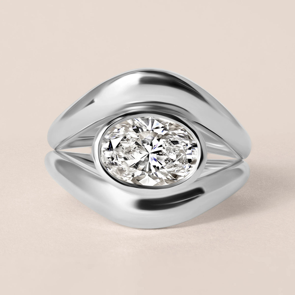 Liora Oval Bezel Engagement Ring Ring ABER-127.3-OV-LGD-1  - Abtin & Co.