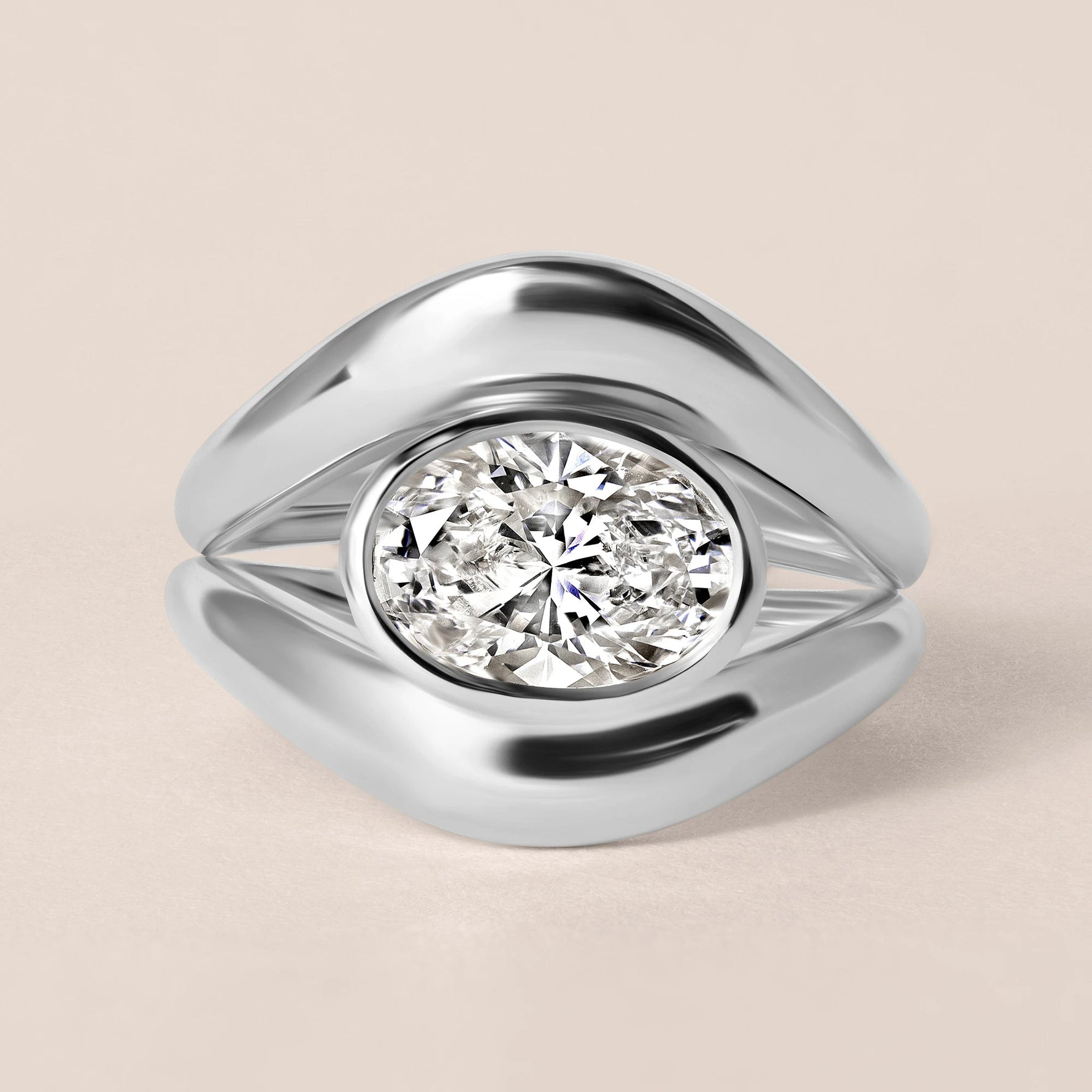 Liora Oval Bezel Engagement Ring Ring ABER-127.3-OV-LGD-1  - Abtin & Co.