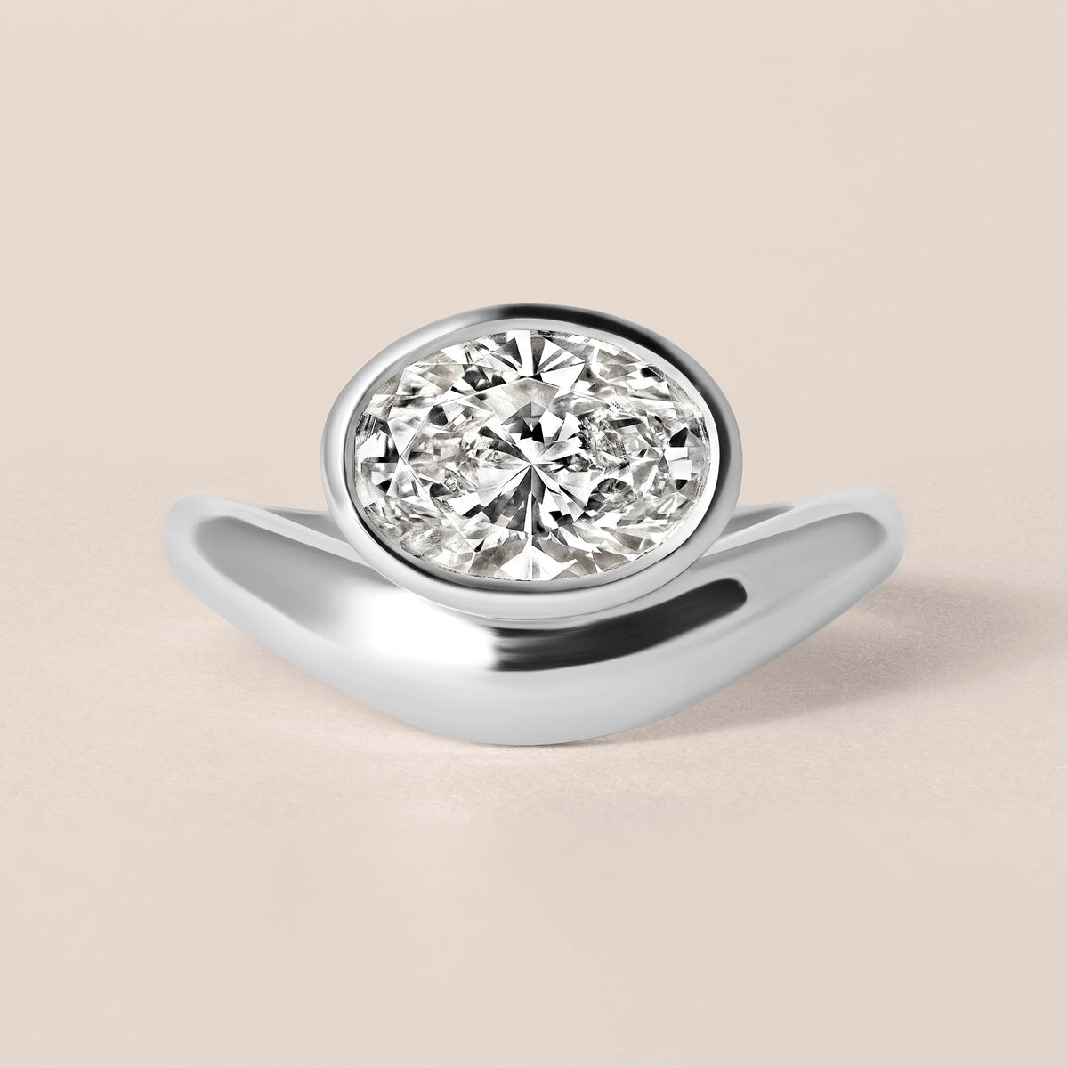 Liora Oval Bezel Engagement Ring Ring ABER-127.3-OV-LGD-1  - Abtin & Co.