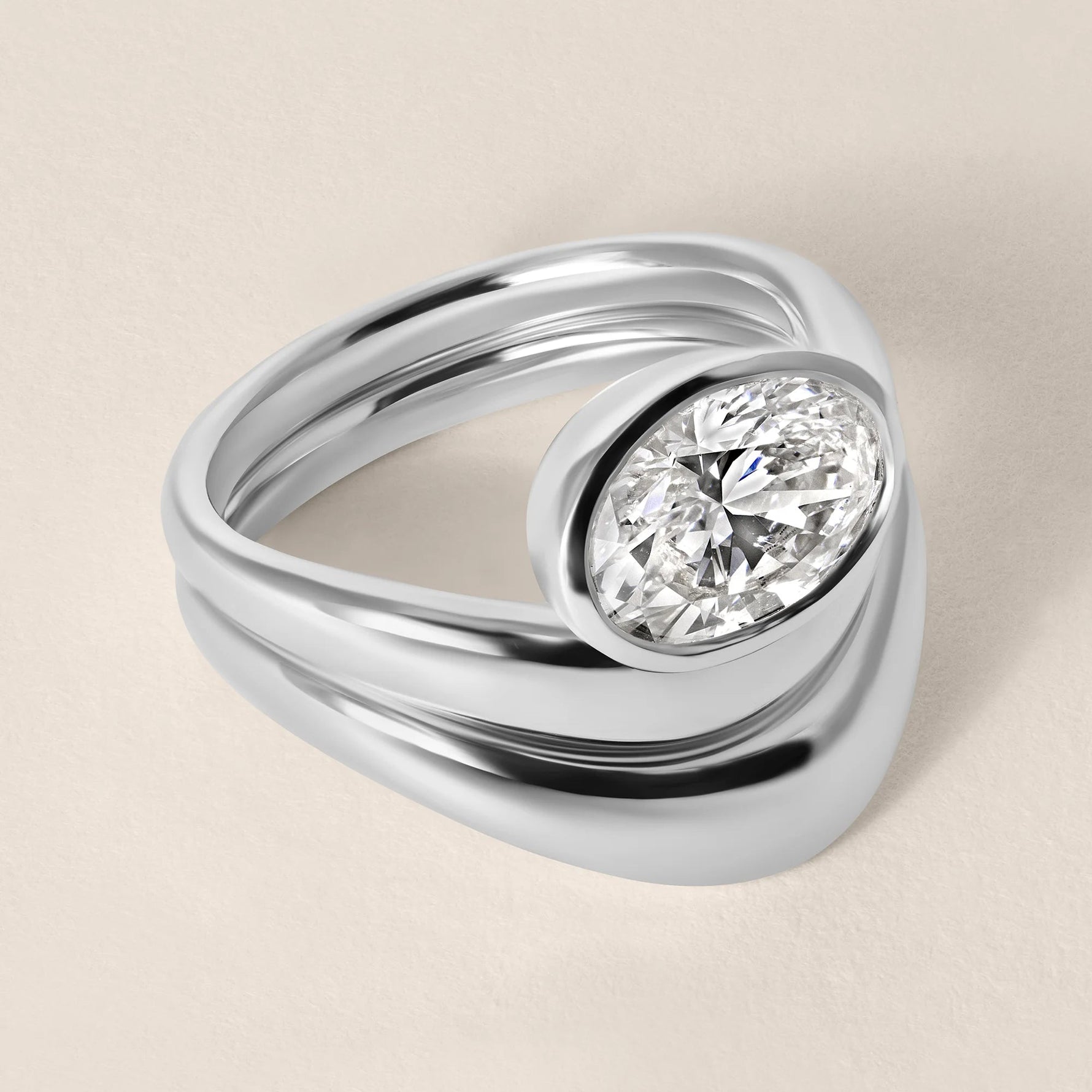 Liora Oval Bezel Engagement Ring Ring ABER-127.3-OV-LGD-1  - Abtin & Co.