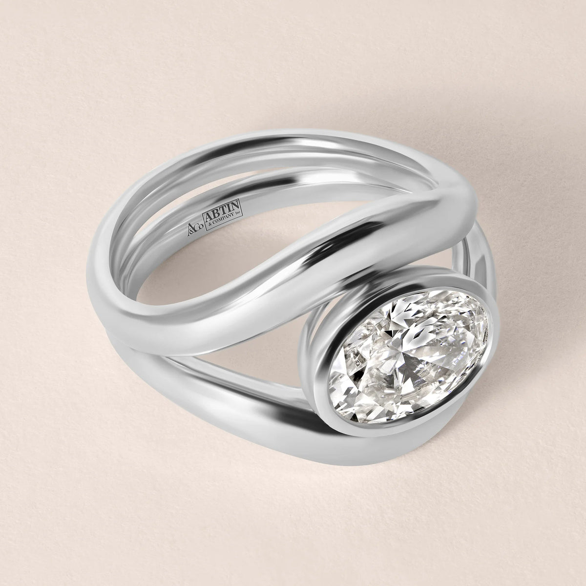 Liora Oval Bezel Engagement Ring Ring ABER-127.3-OV-LGD-1  - Abtin & Co.