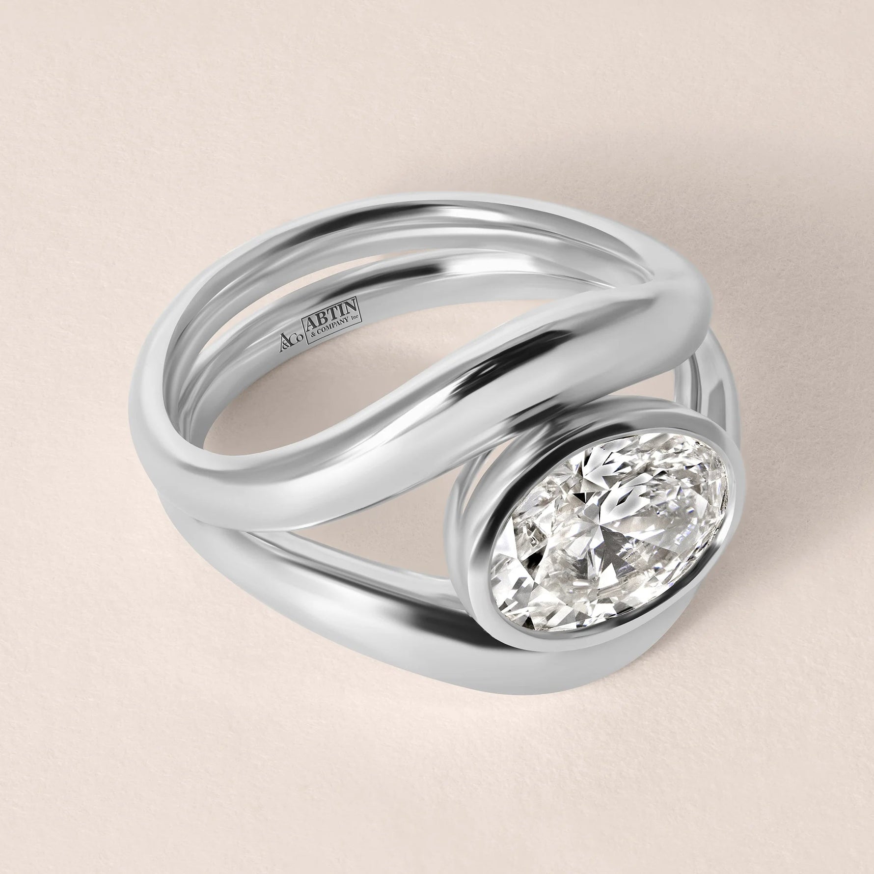 Liora Oval Bezel Engagement Ring Ring ABER-127.3-OV-LGD-1  - Abtin & Co.