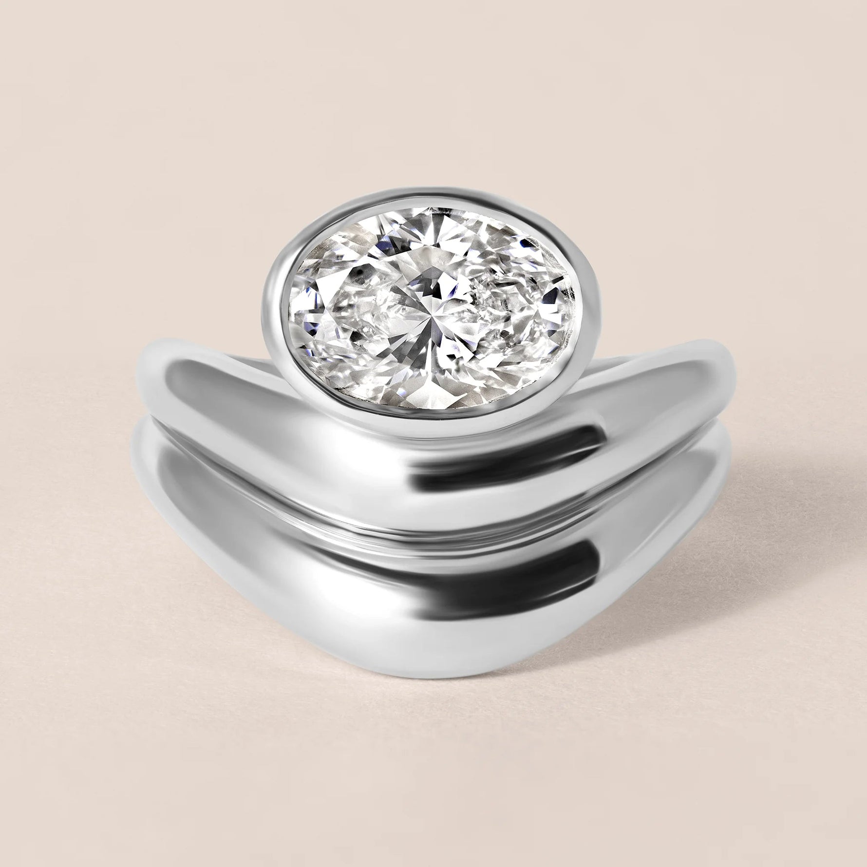 Liora Oval Bezel Engagement Ring Ring ABER-127.3-OV-LGD-1  - Abtin & Co.