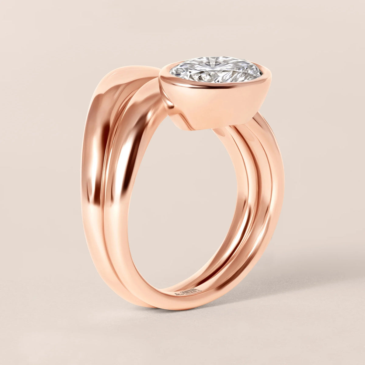 Liora Oval Bezel Engagement Ring Ring ABER-127.3-OV-LGD-1  - Abtin & Co.