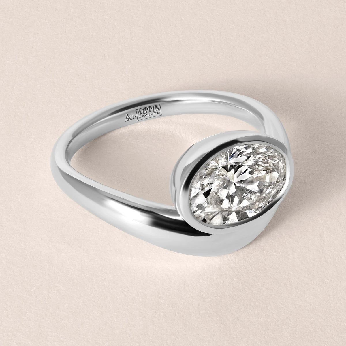 Liora Oval Bezel Engagement Ring Ring ABER-127.3-OV-LGD-1  - Abtin & Co.