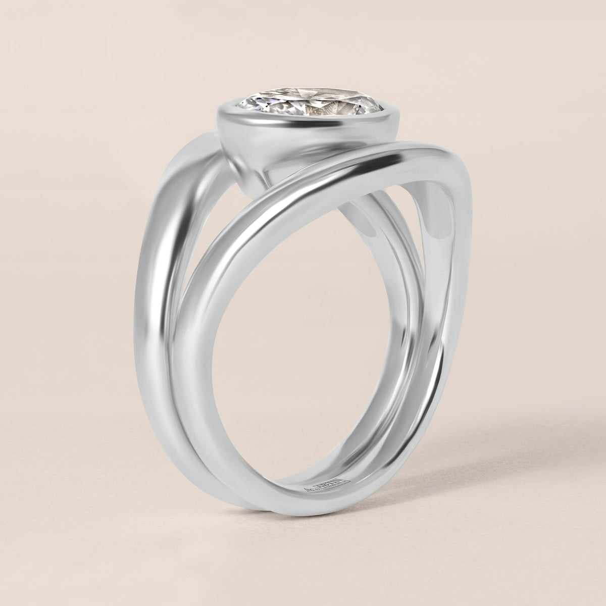 Liora Oval Bezel Engagement Ring Ring ABER-127.3-OV-LGD-1  - Abtin & Co.