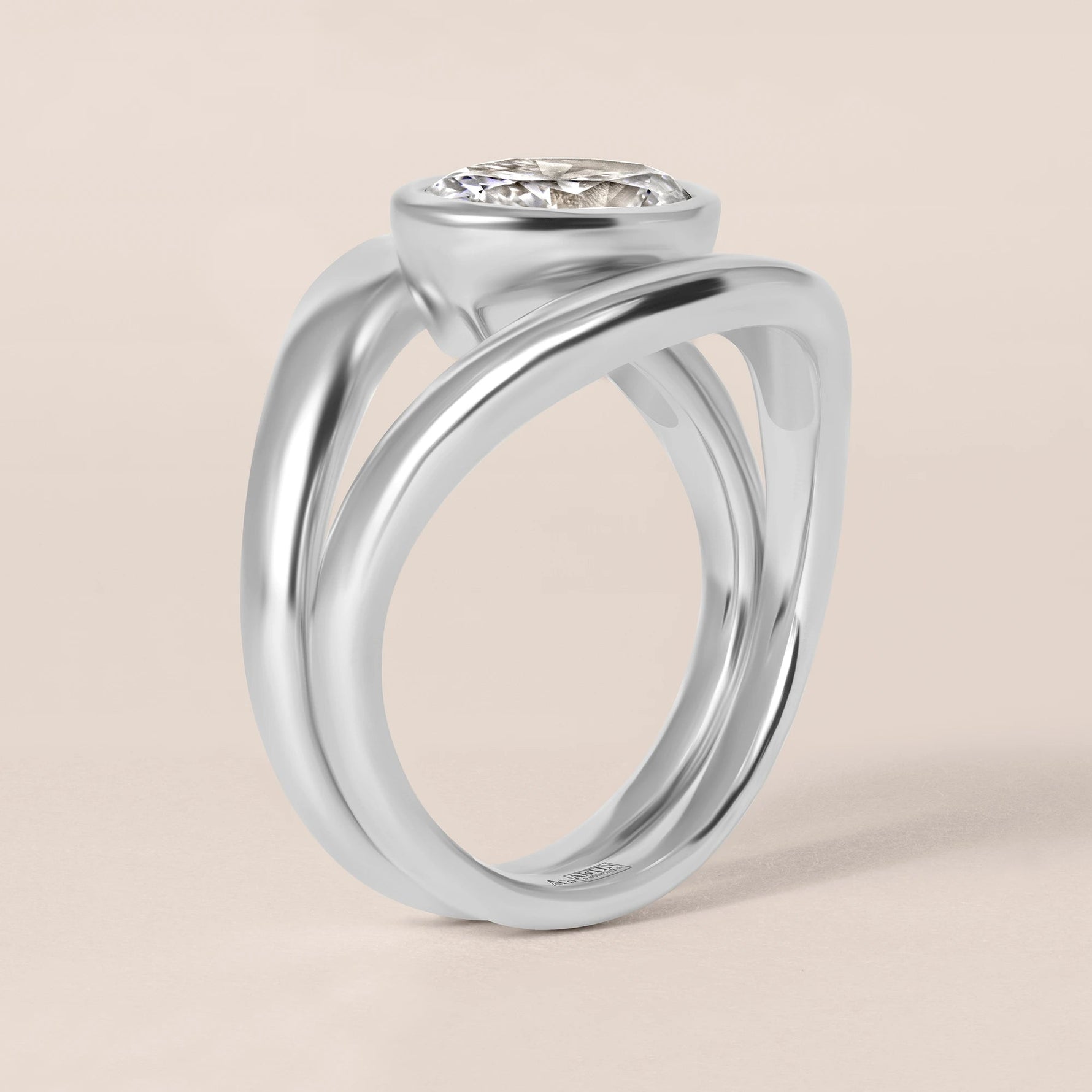 Liora Oval Bezel Engagement Ring Ring ABER-127.3-OV-LGD-1  - Abtin & Co.