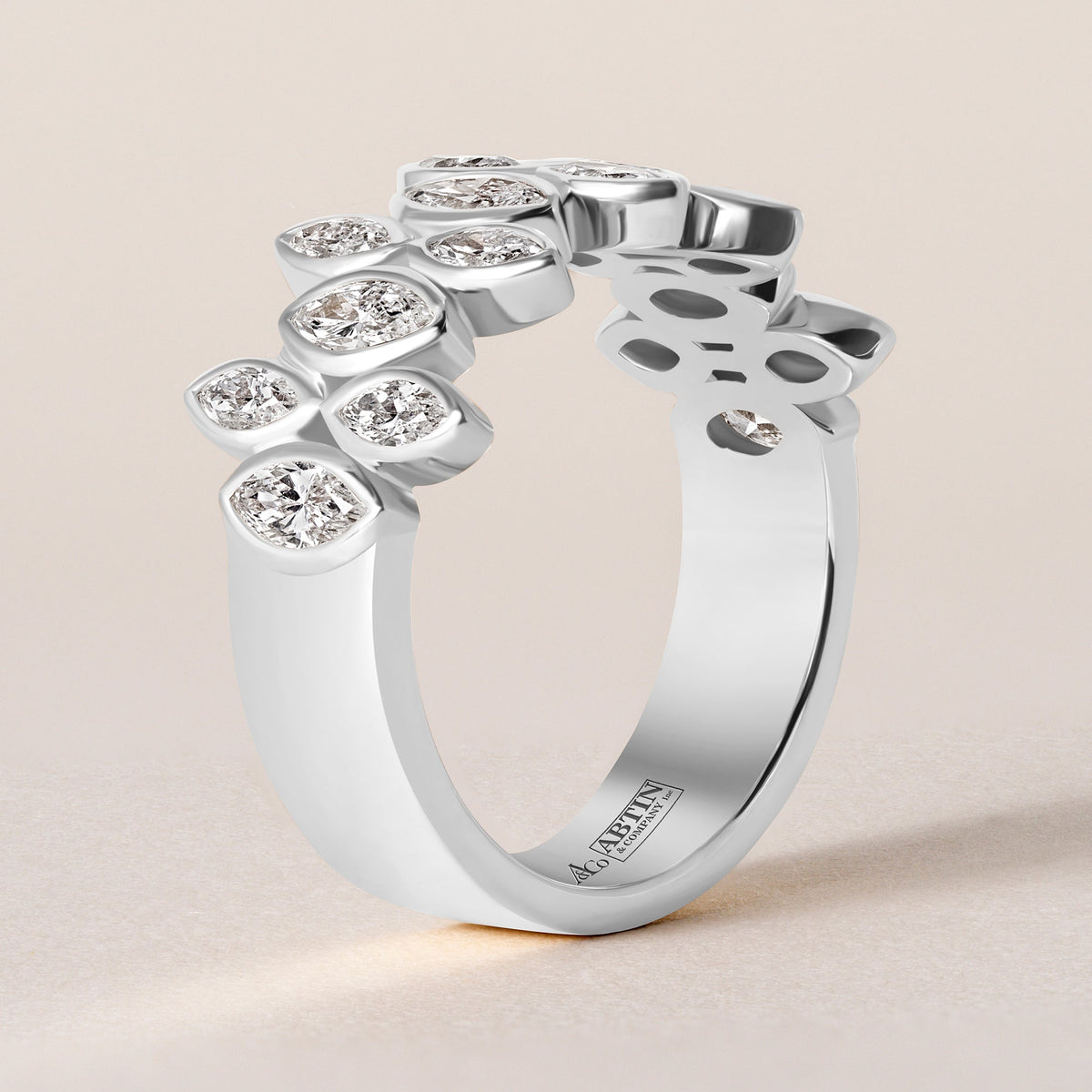 Marquise Bezel Vista Band Ring ABB-727.1-LGD-3  - Abtin & Co.