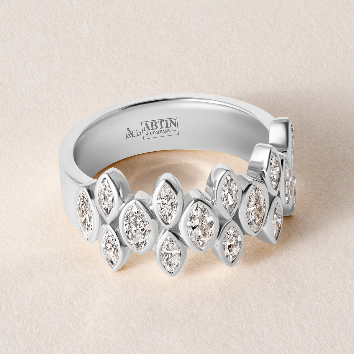 Marquise Bezel Vista Band Ring ABB-727.1-LGD-3  - Abtin & Co.