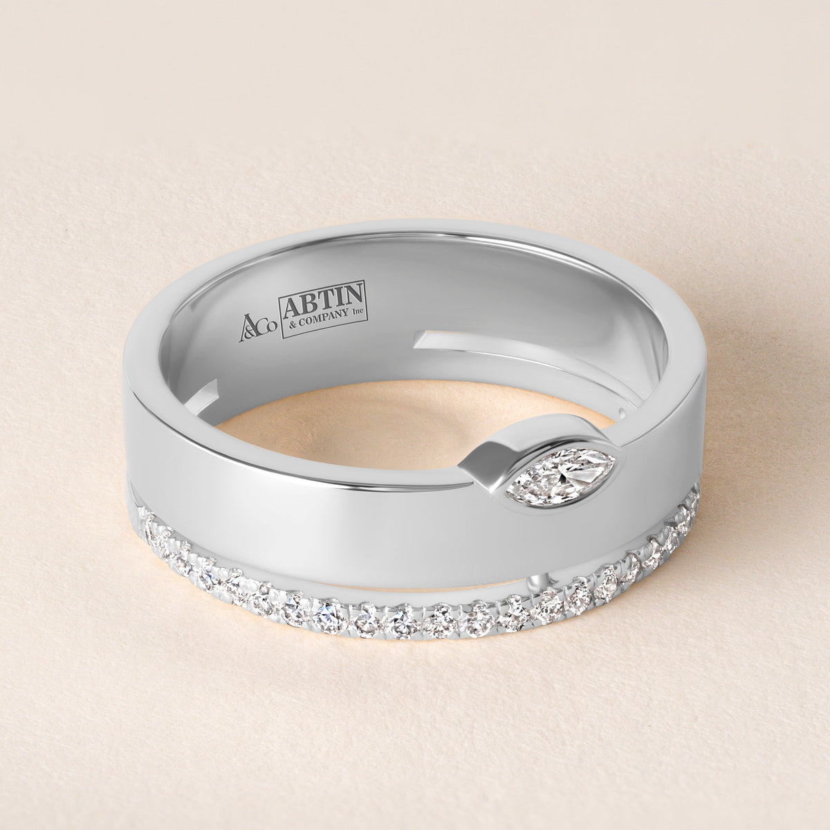 Marquise Élevé Band Ring ABB-713.1-V2-MQ-D-3  - Abtin & Co.