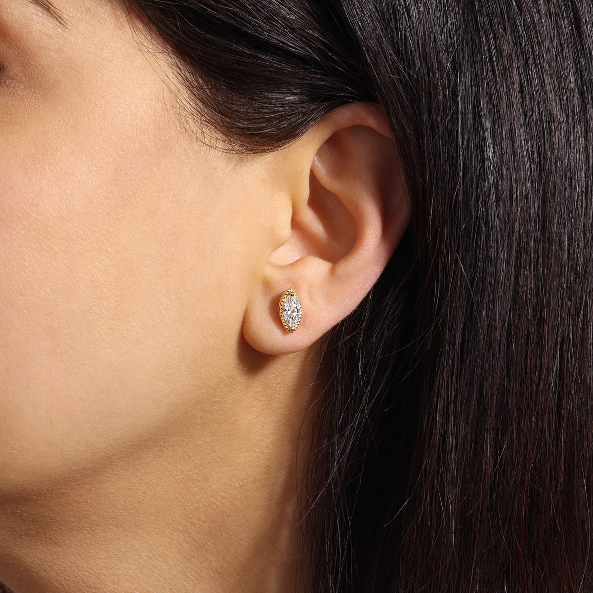 Marquise Liora Bezel Studs Earring ABE-235-D-1  - Abtin & Co.