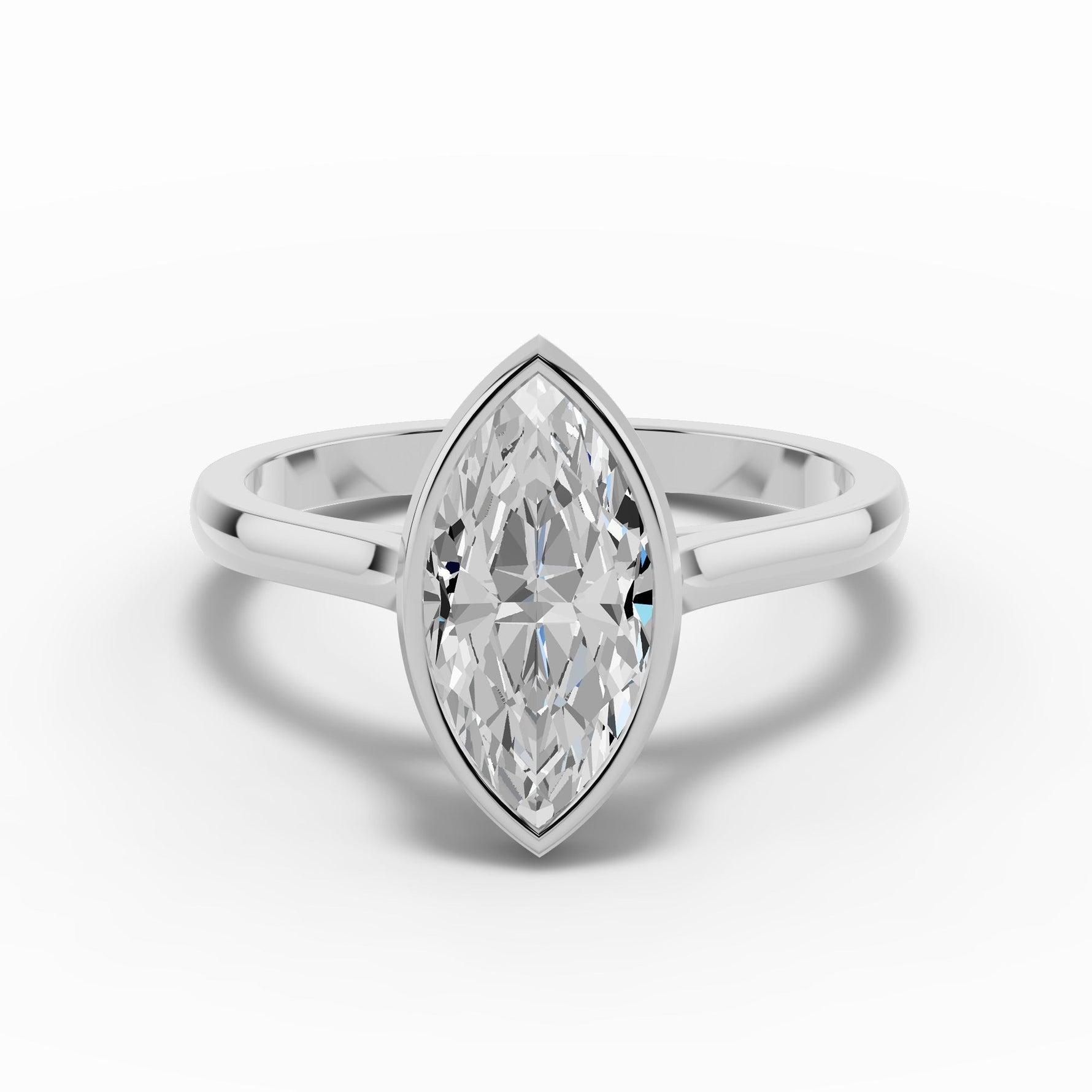 Marquise Lumière Bezel Solitaire Ring ABER-104-MA-LGD-16  - Abtin & Co.