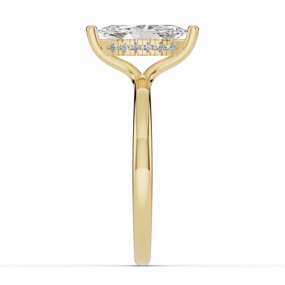 Marquise Lustre Hidden Halo Solitaire Ring ABER-101-MQ-LGD-1  - Abtin & Co.