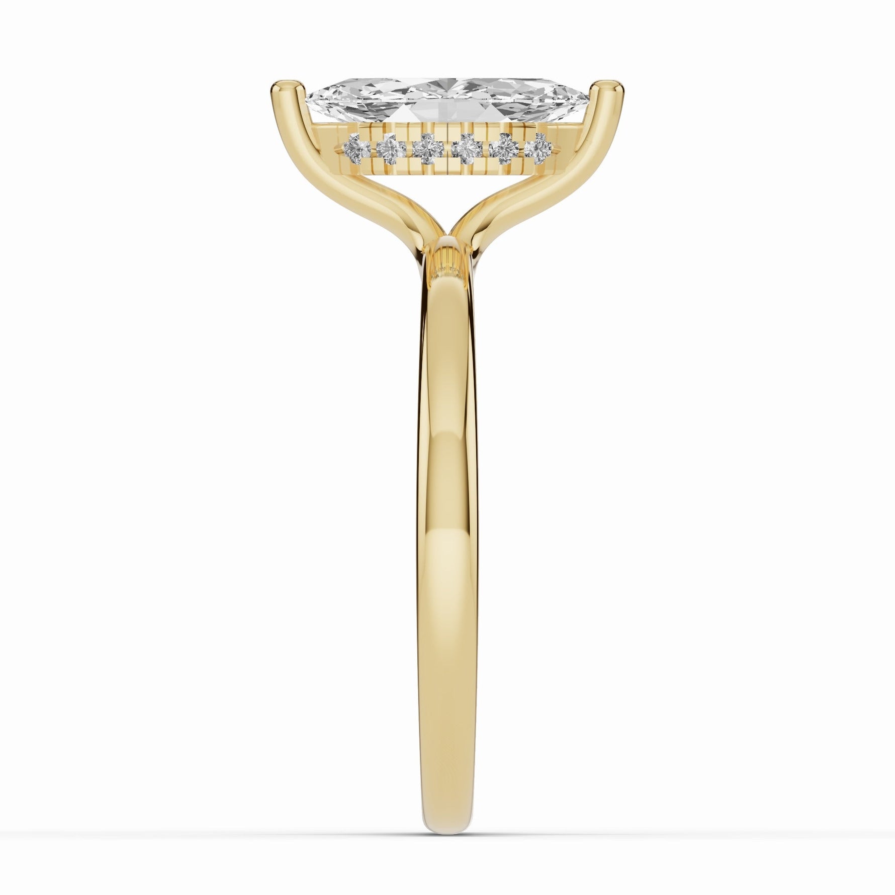 Marquise Lustre Hidden Halo Solitaire Ring ABER-101-MQ-LGD-1  - Abtin & Co.