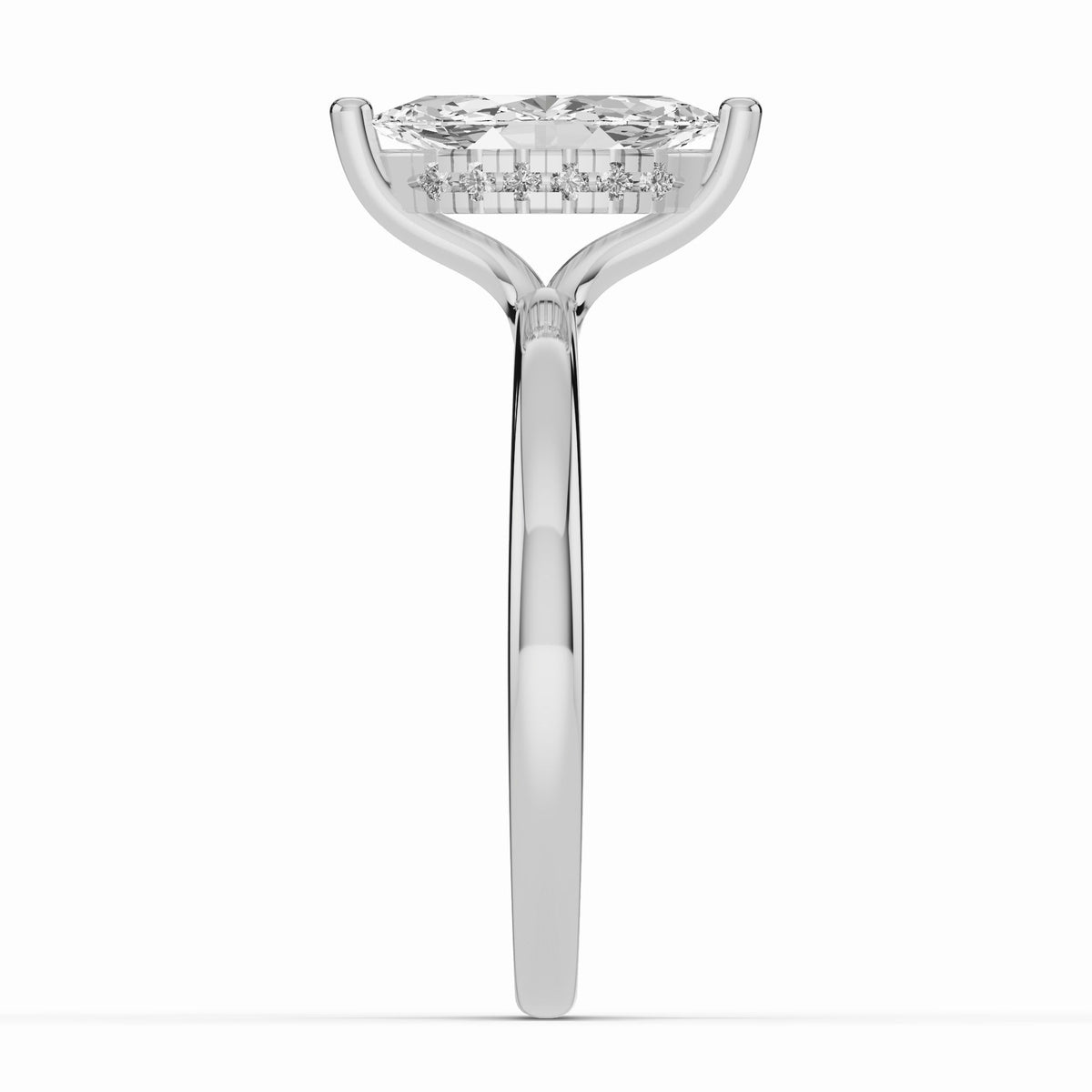 Marquise Lustre Hidden Halo Solitaire Ring ABER-101-MQ-LGD-6  - Abtin & Co.