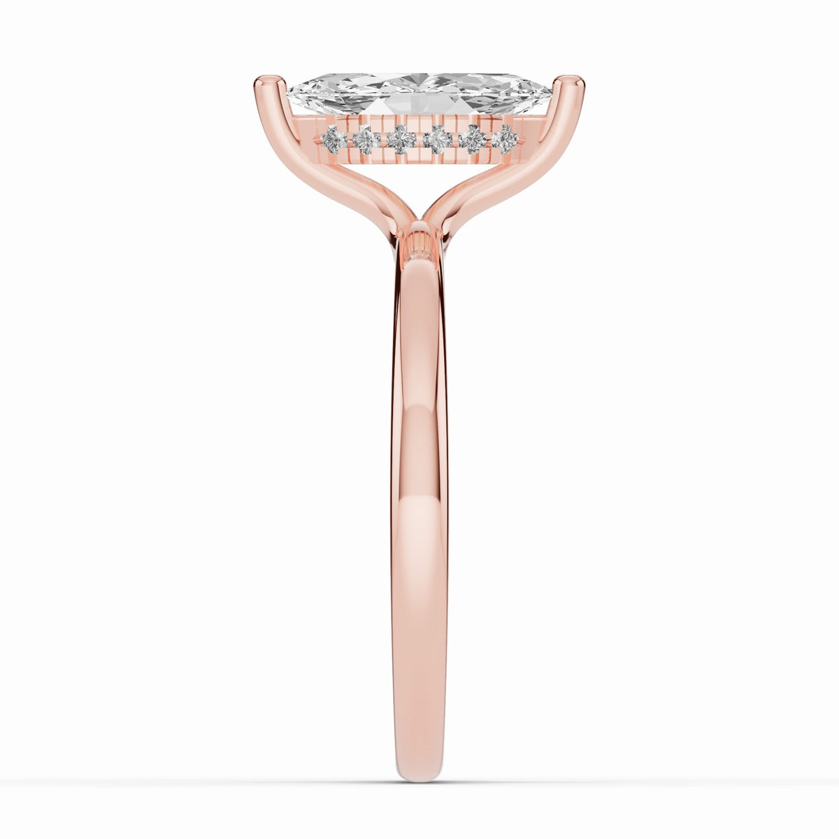 Marquise Lustre Hidden Halo Solitaire Ring ABER-101-MQ-LGD-11  - Abtin & Co.