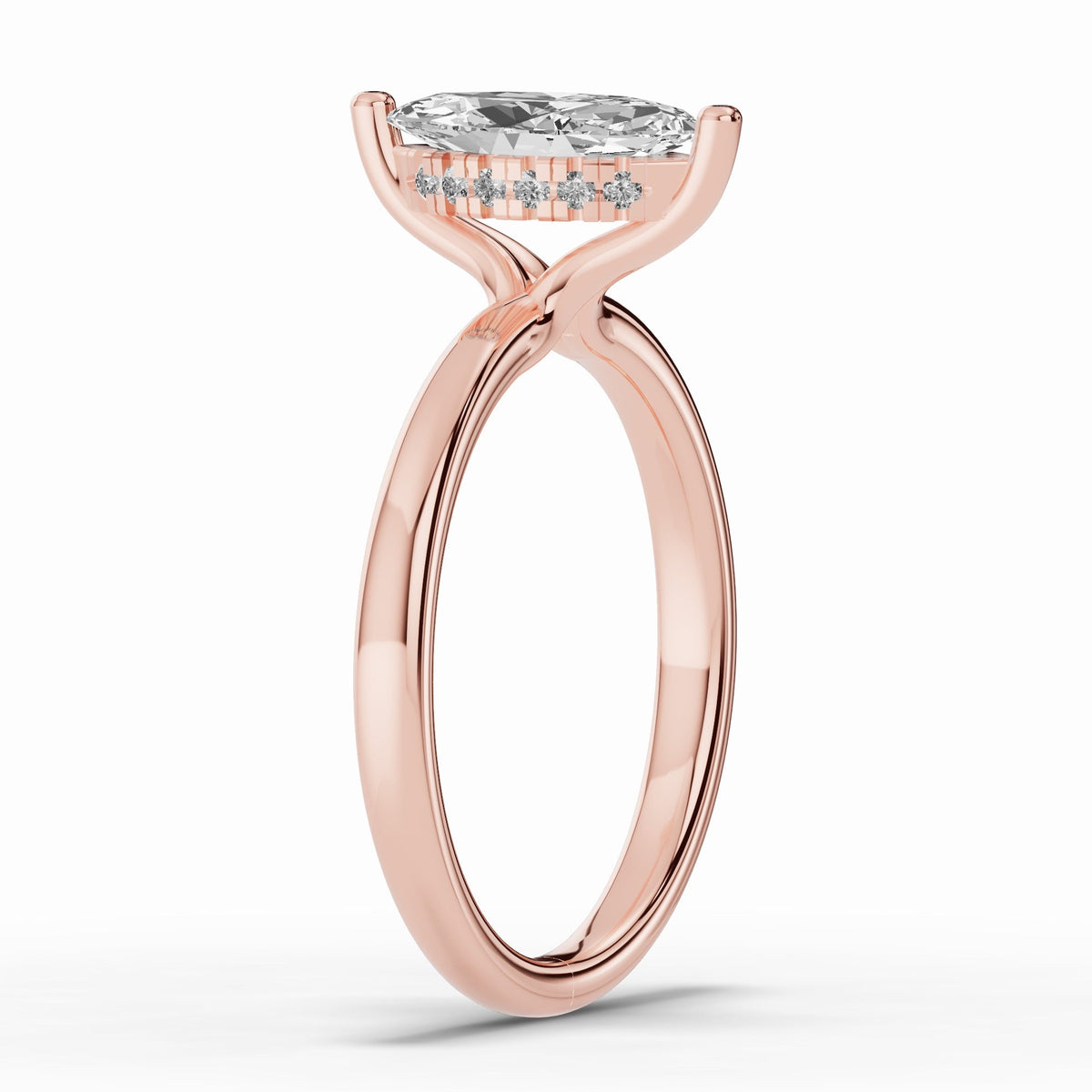 Marquise Lustre Hidden Halo Solitaire Ring ABER-101-MQ-LGD-11  - Abtin & Co.