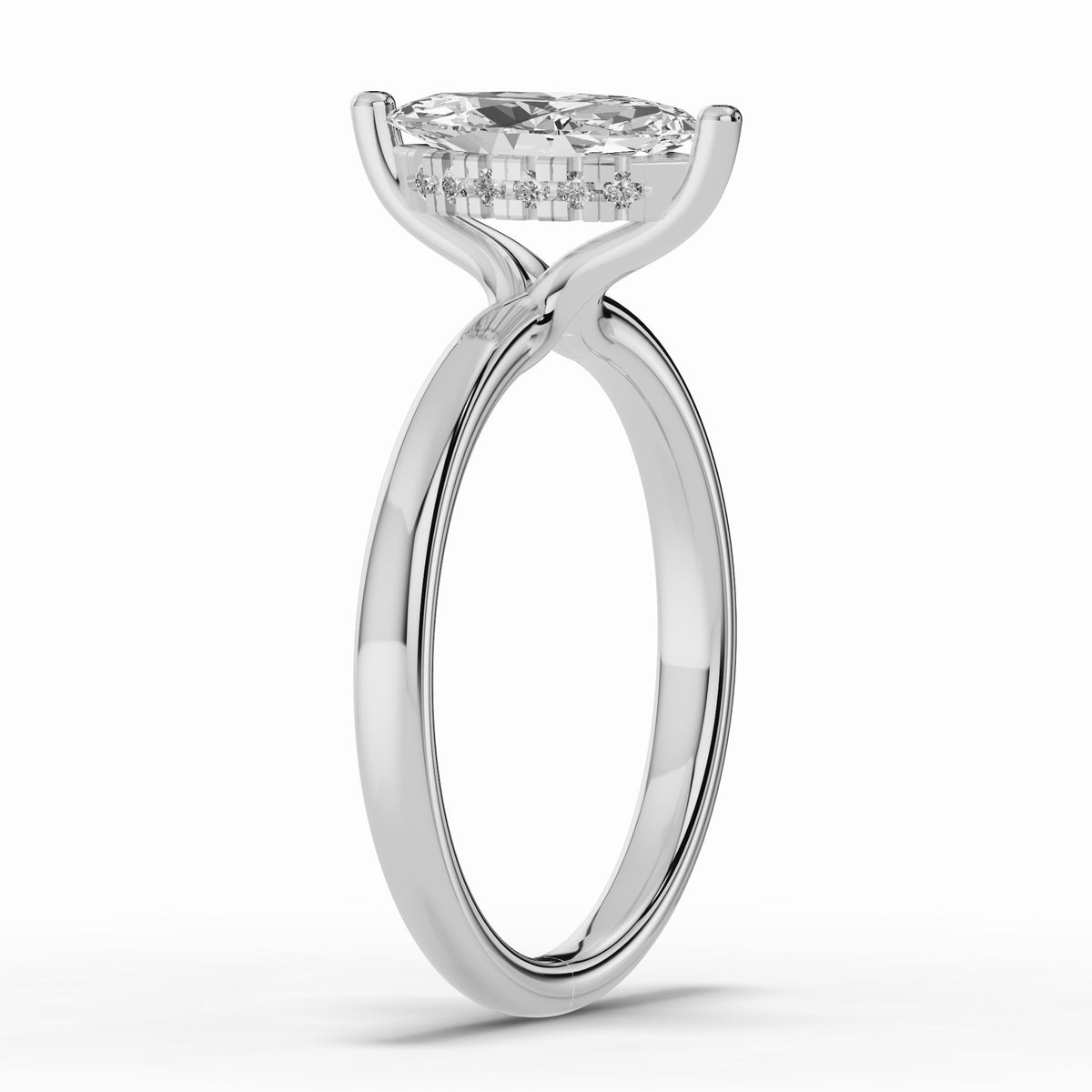 Marquise Lustre Hidden Halo Solitaire Ring ABER-101-MQ-LGD-6  - Abtin & Co.