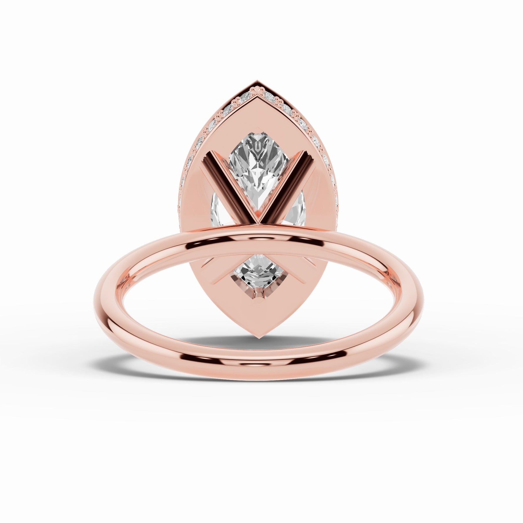 Marquise Nova Halo Engagement Ring Ring ABER-108-MQ-LGD-11  - Abtin & Co.