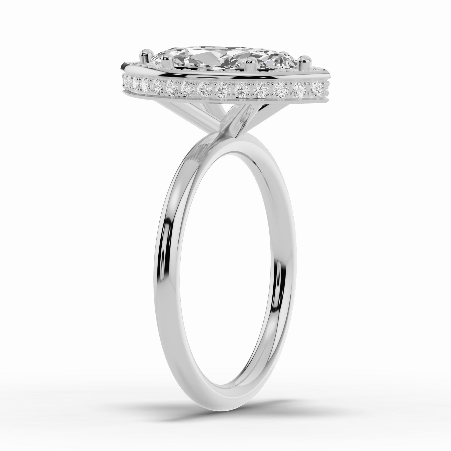 Marquise Nova Halo Engagement Ring Ring ABER-108-MQ-LGD-6  - Abtin & Co.