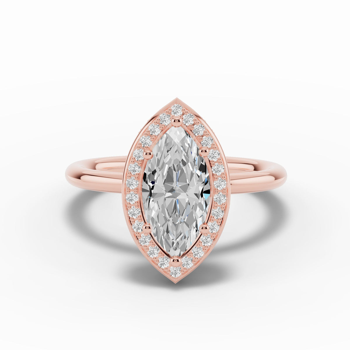 Marquise Nova Halo Engagement Ring Ring ABER-108-MQ-LGD-11  - Abtin & Co.