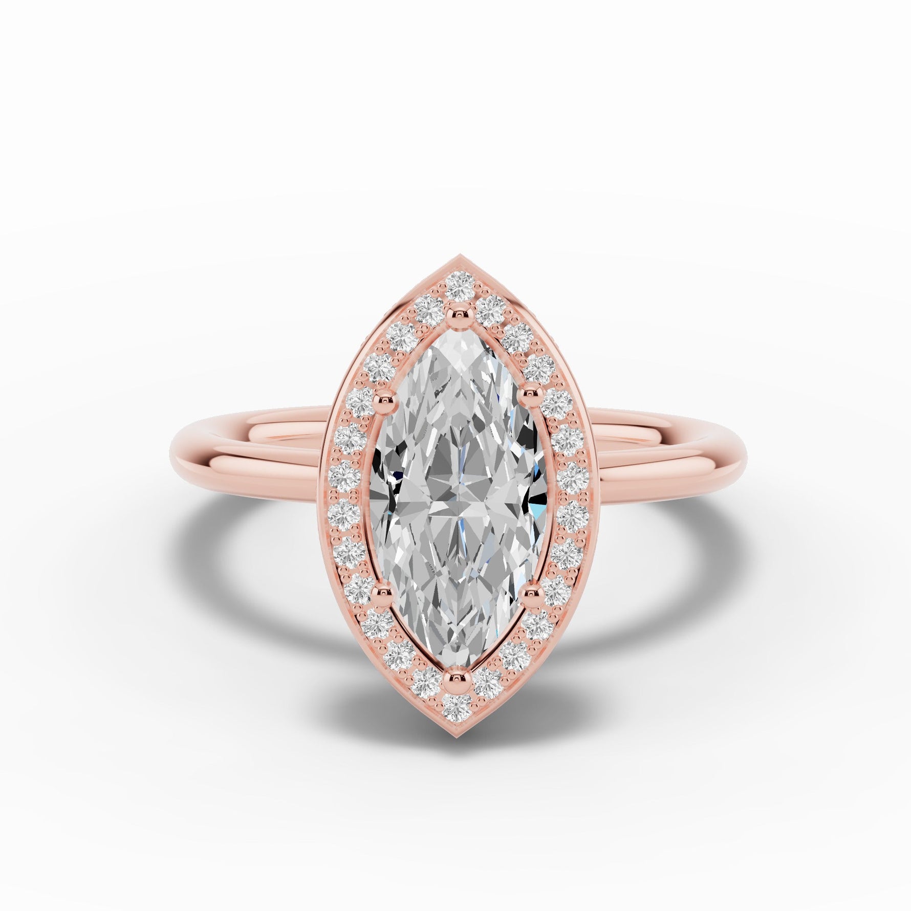 Marquise Nova Halo Engagement Ring Ring ABER-108-MQ-LGD-11  - Abtin & Co.