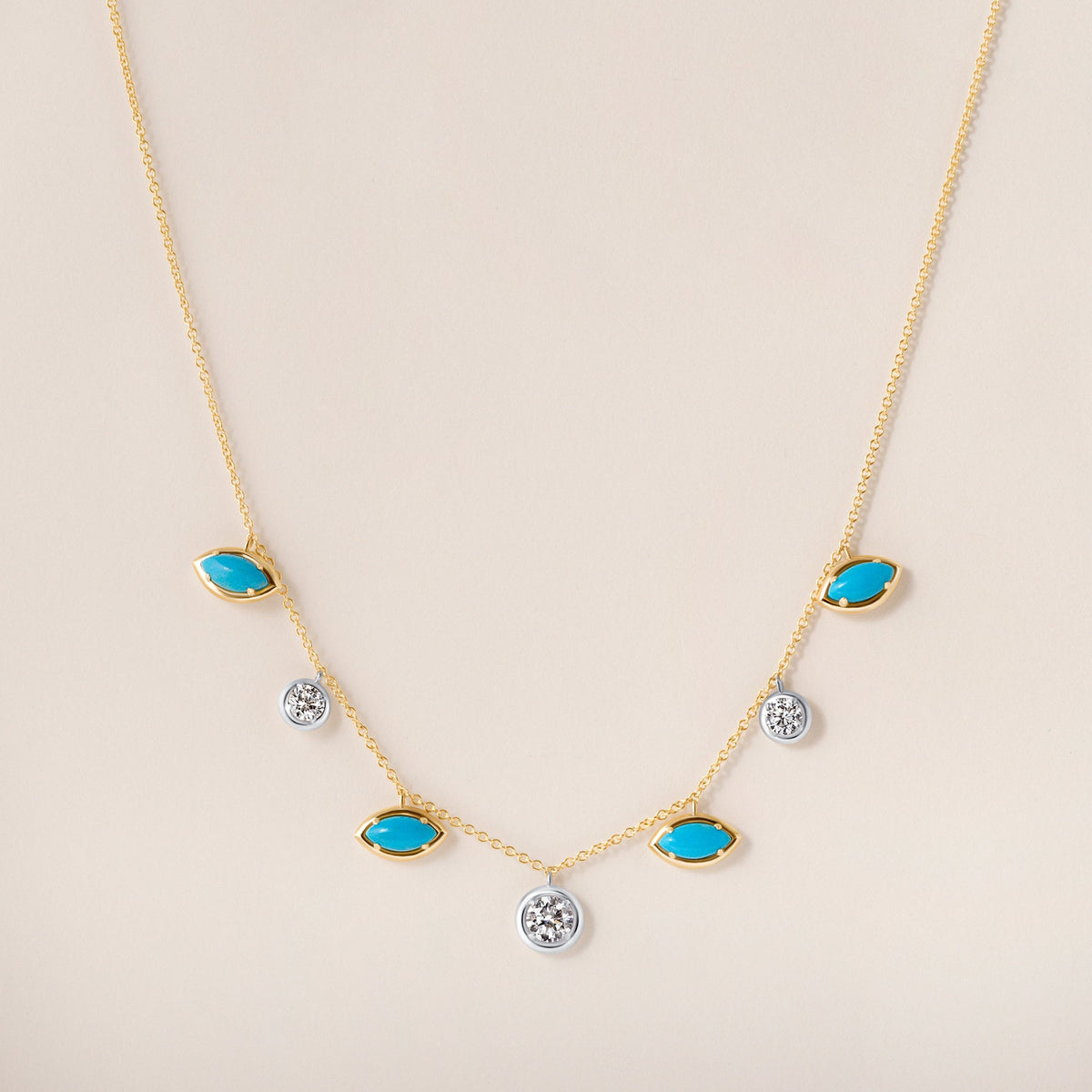Marquise Turquoise Glow Necklace Necklace ABN-187-TQLGD  - Abtin & Co.
