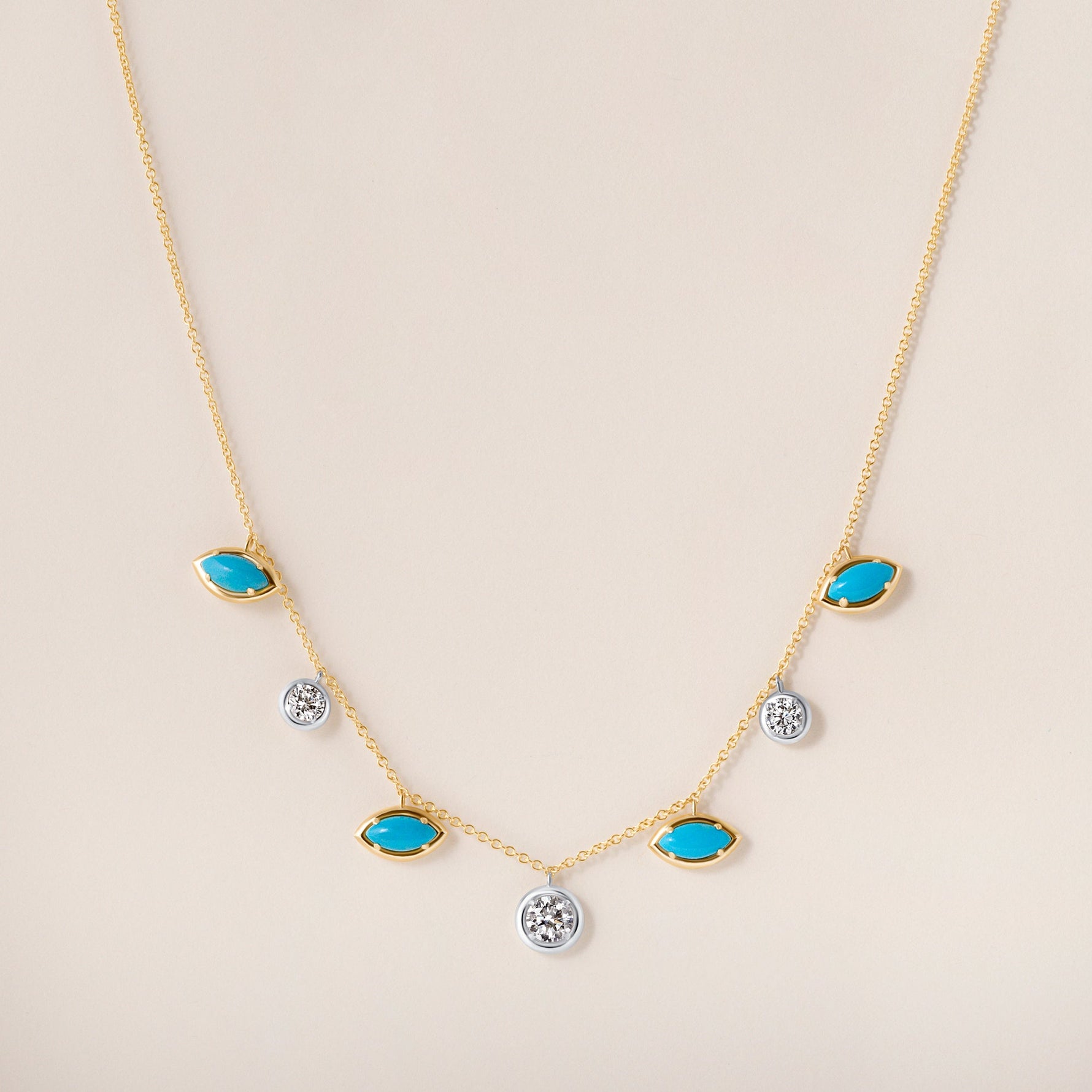 Marquise Turquoise Glow Necklace Necklace ABN-187-TQLGD  - Abtin & Co.