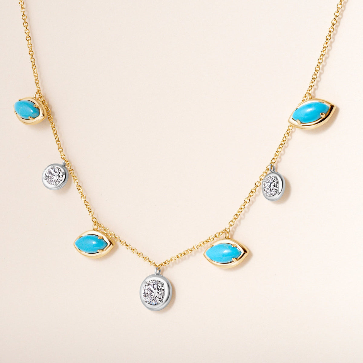 Marquise Turquoise Glow Necklace Necklace ABN-187-TQLGD  - Abtin & Co.