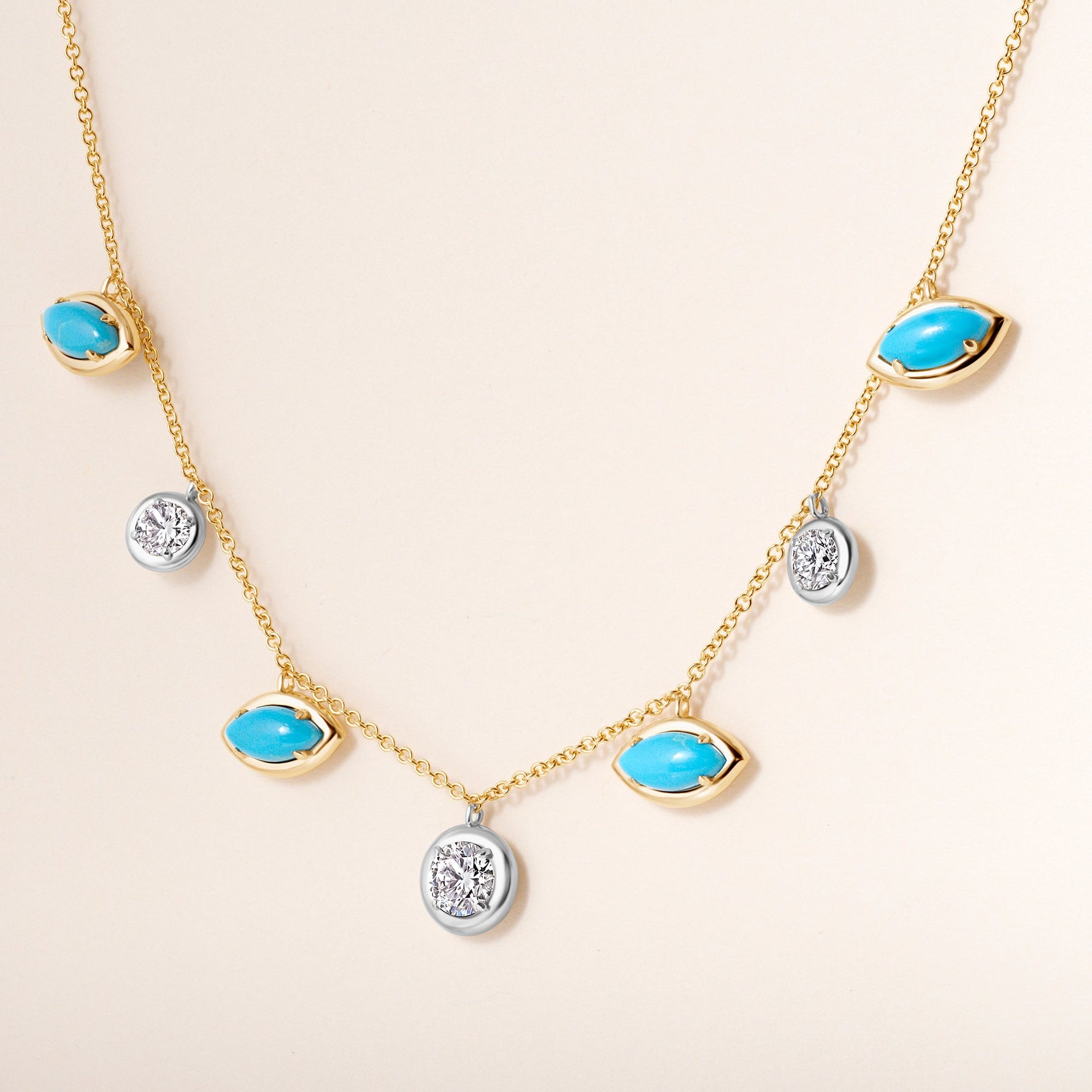 Marquise Turquoise Glow Necklace Necklace ABN-187-TQLGD  - Abtin & Co.
